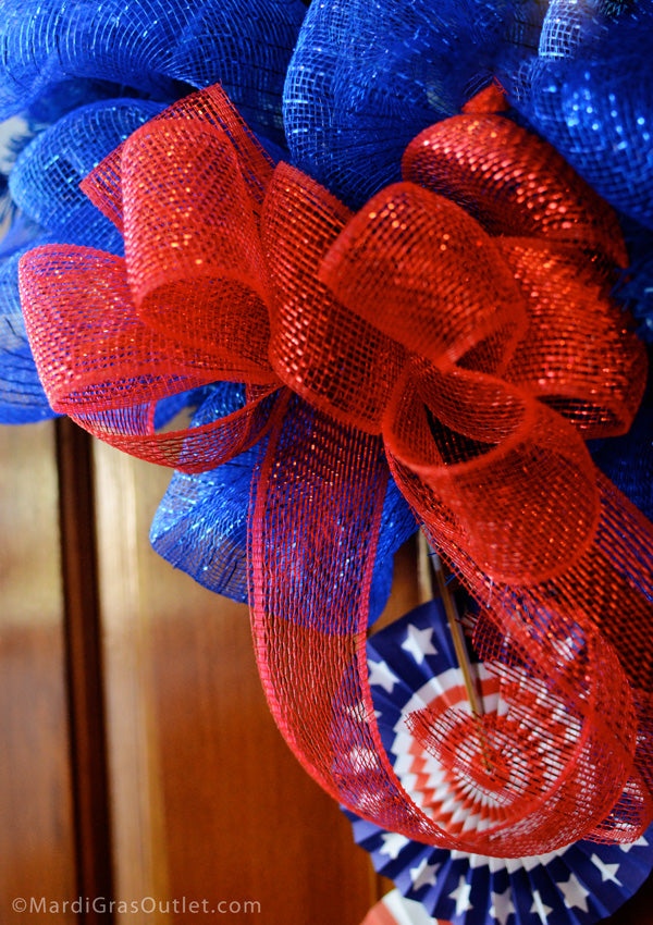 2.5" Poly Deco Mesh Ribbon: Metallic Red detail photo 3