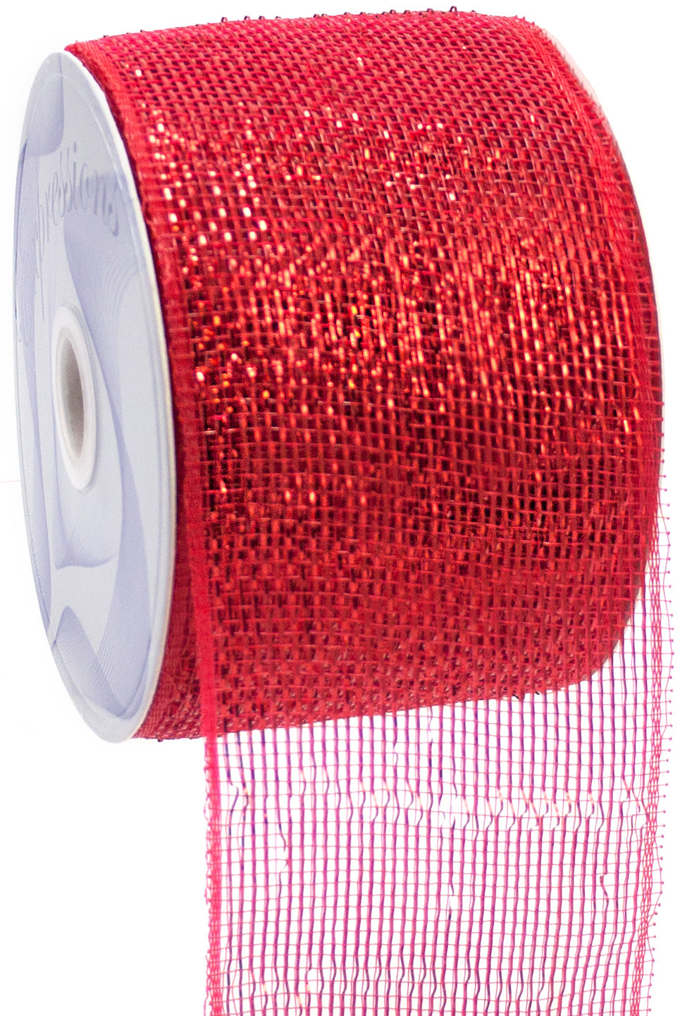 4" Poly Deco Mesh Ribbon: Metallic Red detail photo 3