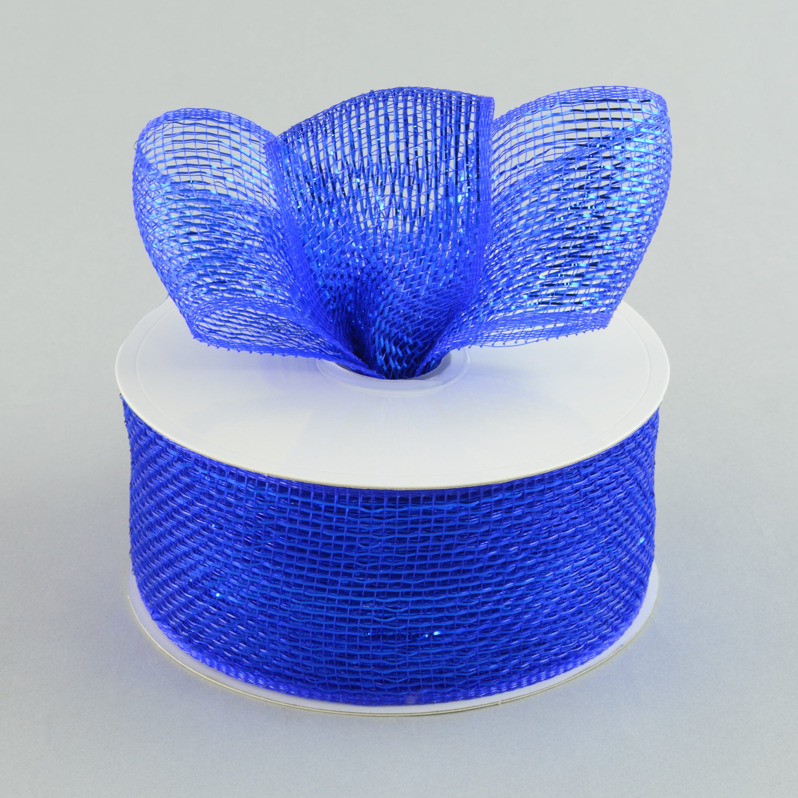 2.5" Poly Deco Mesh Ribbon: Metallic Royal Blue Lifestyle Photo