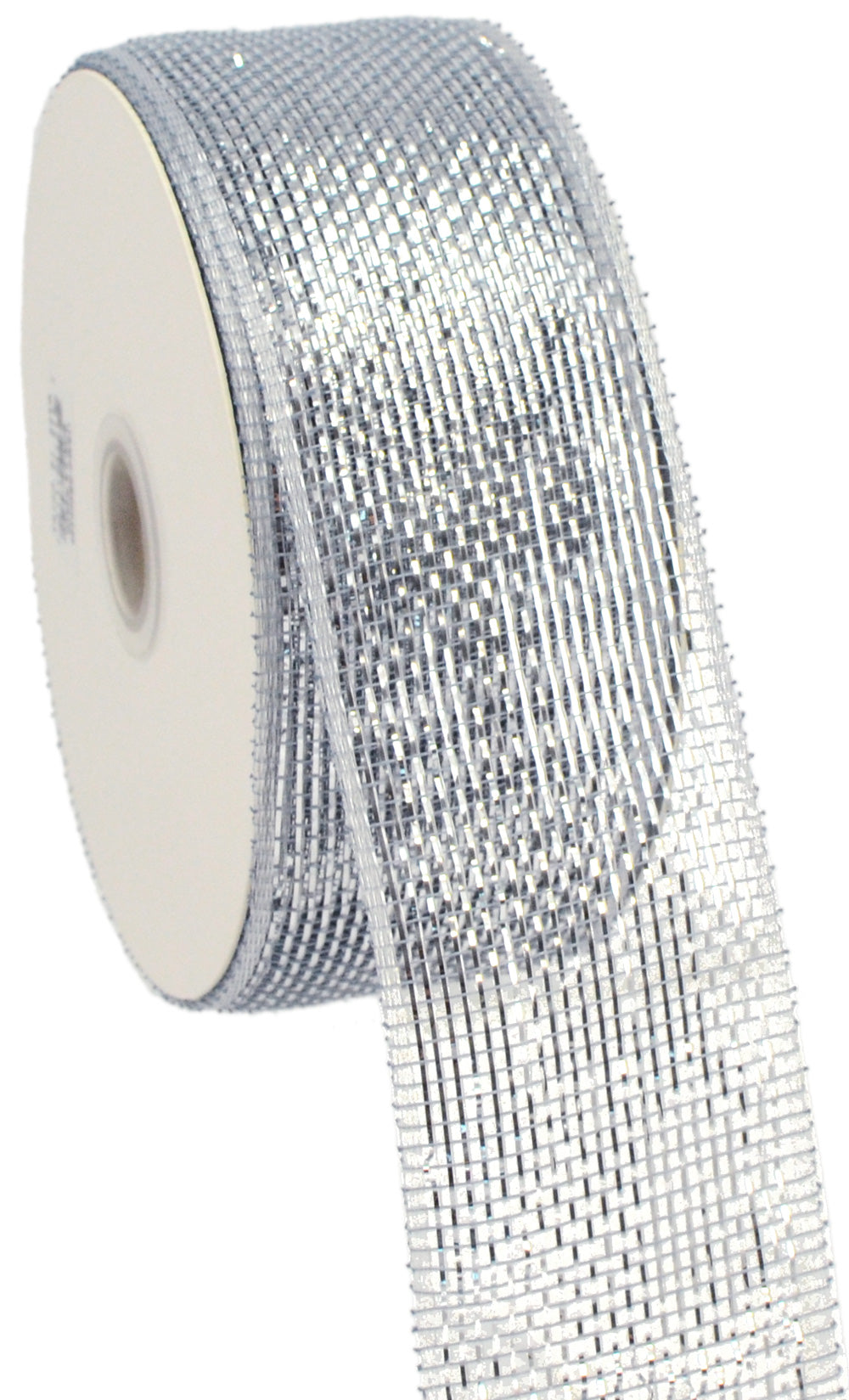 2.5" Poly Deco Mesh Ribbon: Metallic Silver detail photo 3