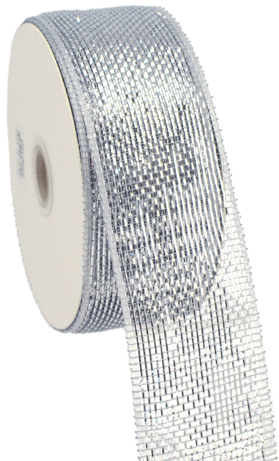2.5" Poly Deco Mesh Ribbon: Metallic Silver detail photo 3