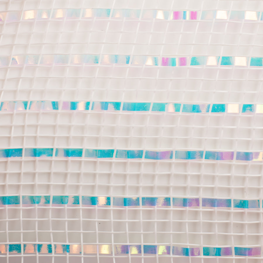 10" Poly Deco Mesh: Wide Foil Iridescent White detail photo 3