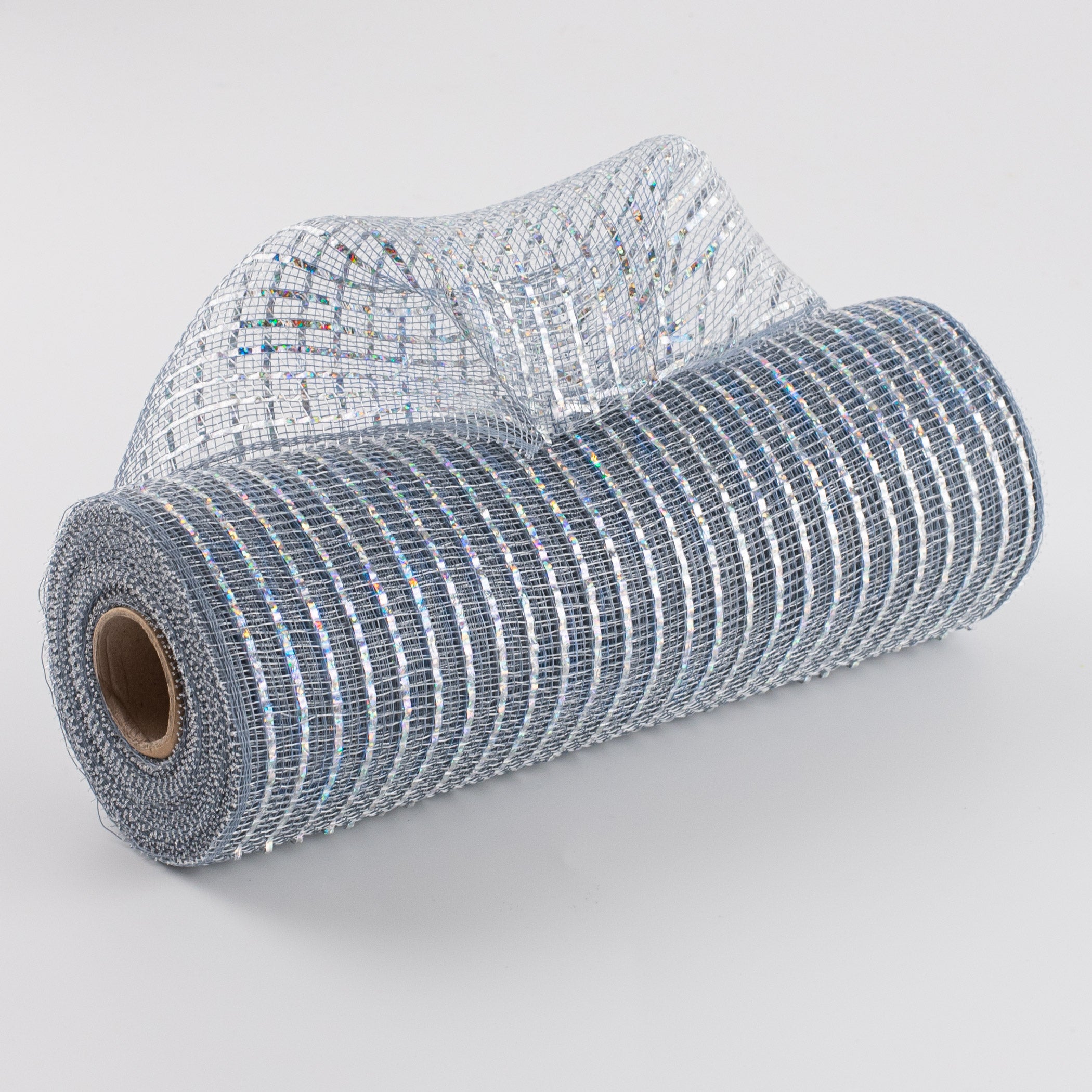 10" Poly Deco Mesh: Wide Foil Laser Silver With Platinum Item Number: RE136684
