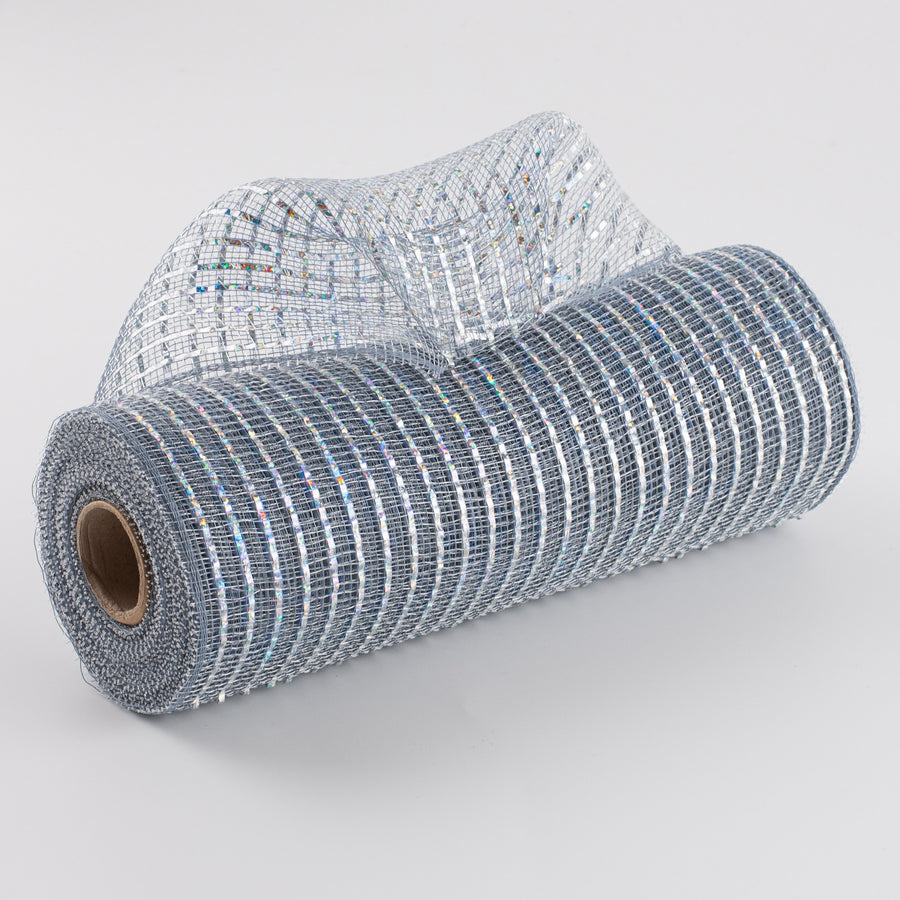 10" Poly Deco Mesh: Wide Foil Laser Silver With Platinum Item Number: RE136684