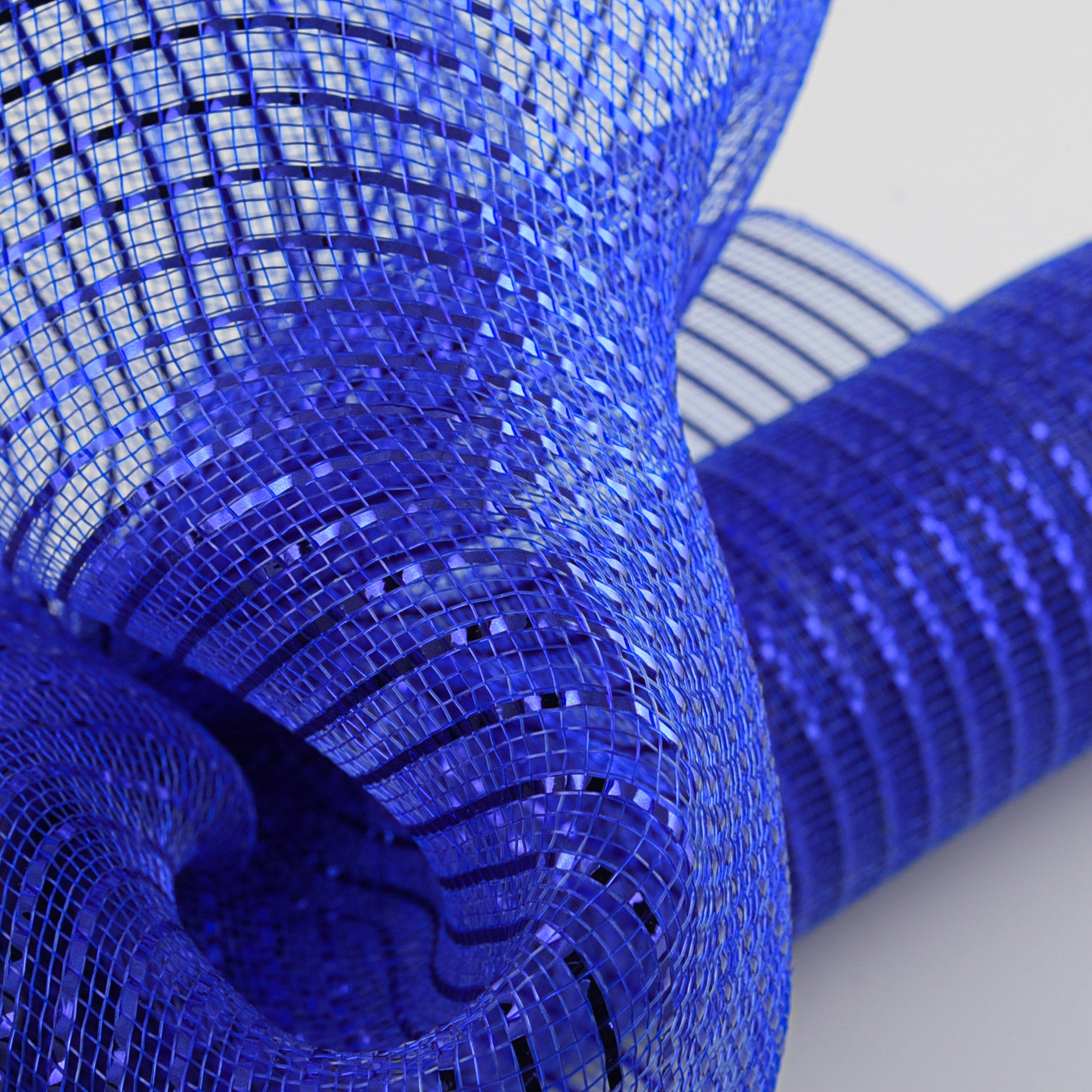 21" Poly Deco Mesh: Wide Foil Metallic Blue With Royal Lifestyle Photo