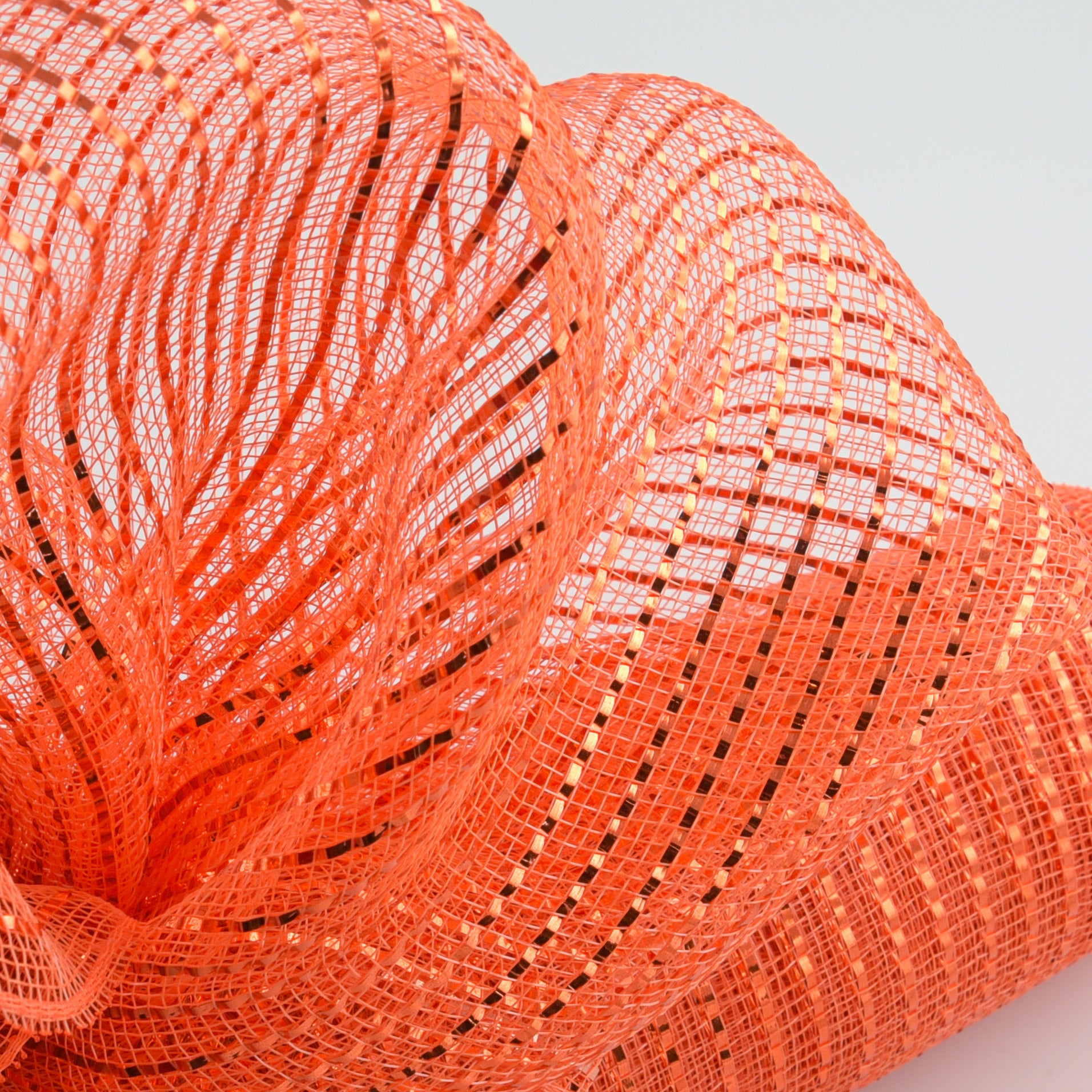 21" Poly Deco Mesh: Wide Foil Metallic Orange Lifestyle Photo
