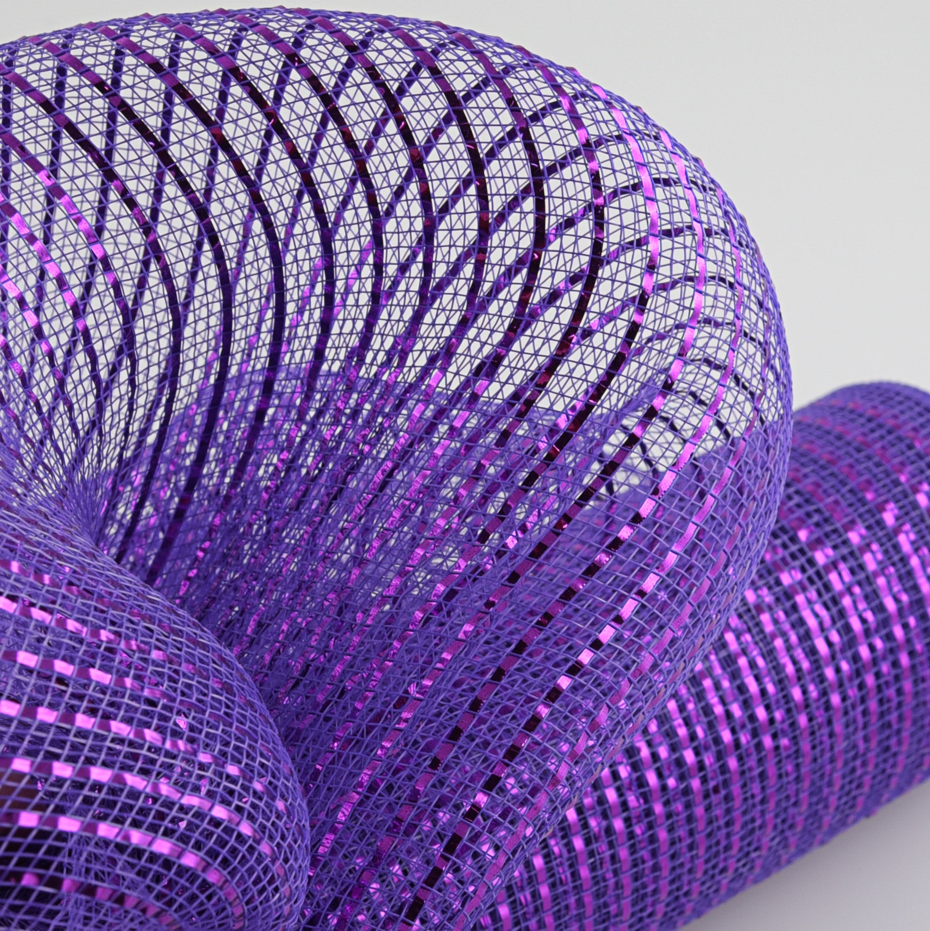 21" Poly Deco Mesh: Wide Foil Metallic Purple Lifestyle Photo