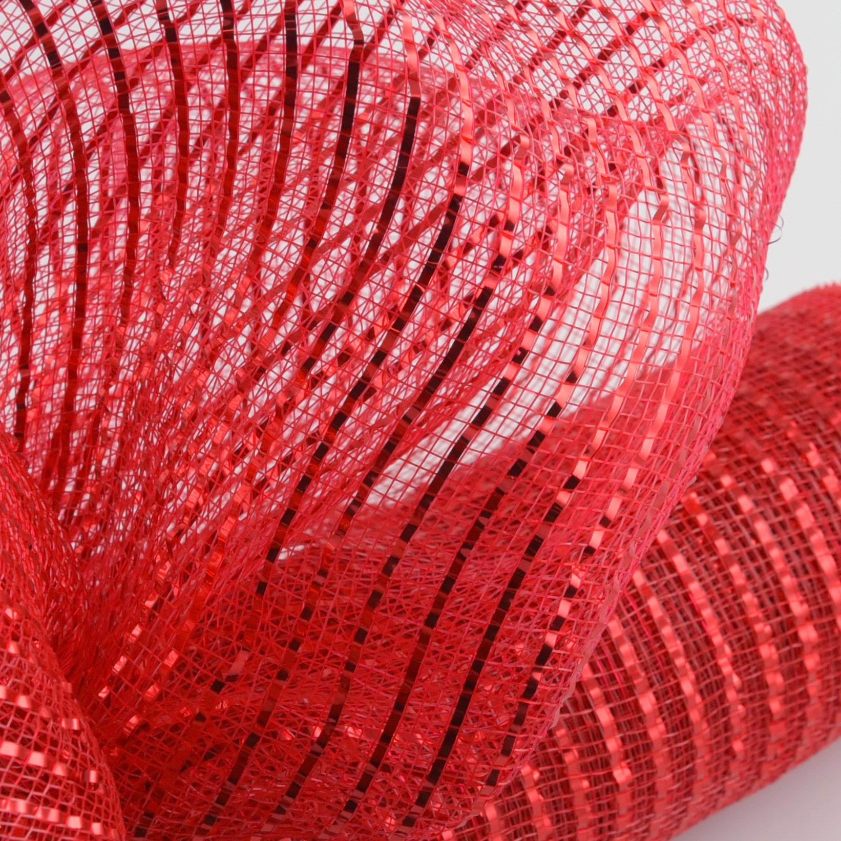 21" Poly Deco Mesh: Wide Foil Metallic Red Lifestyle Photo