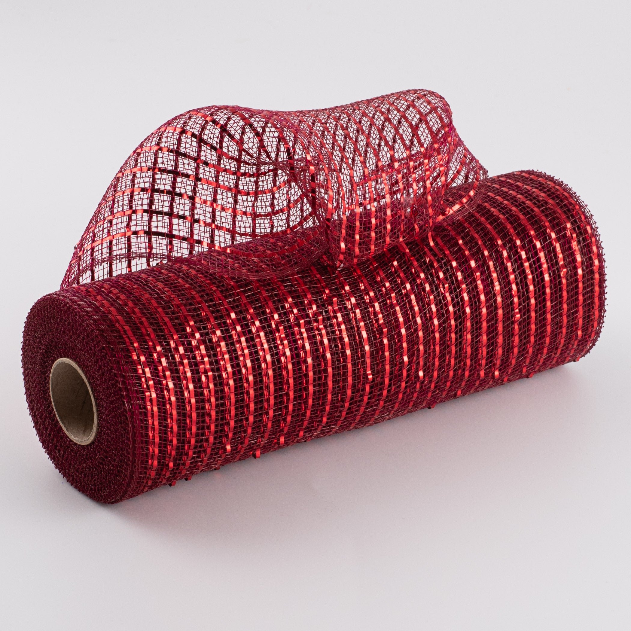 10" Poly Deco Mesh: Wide Foil Metallic Red With Burgundy Item Number: RE136605