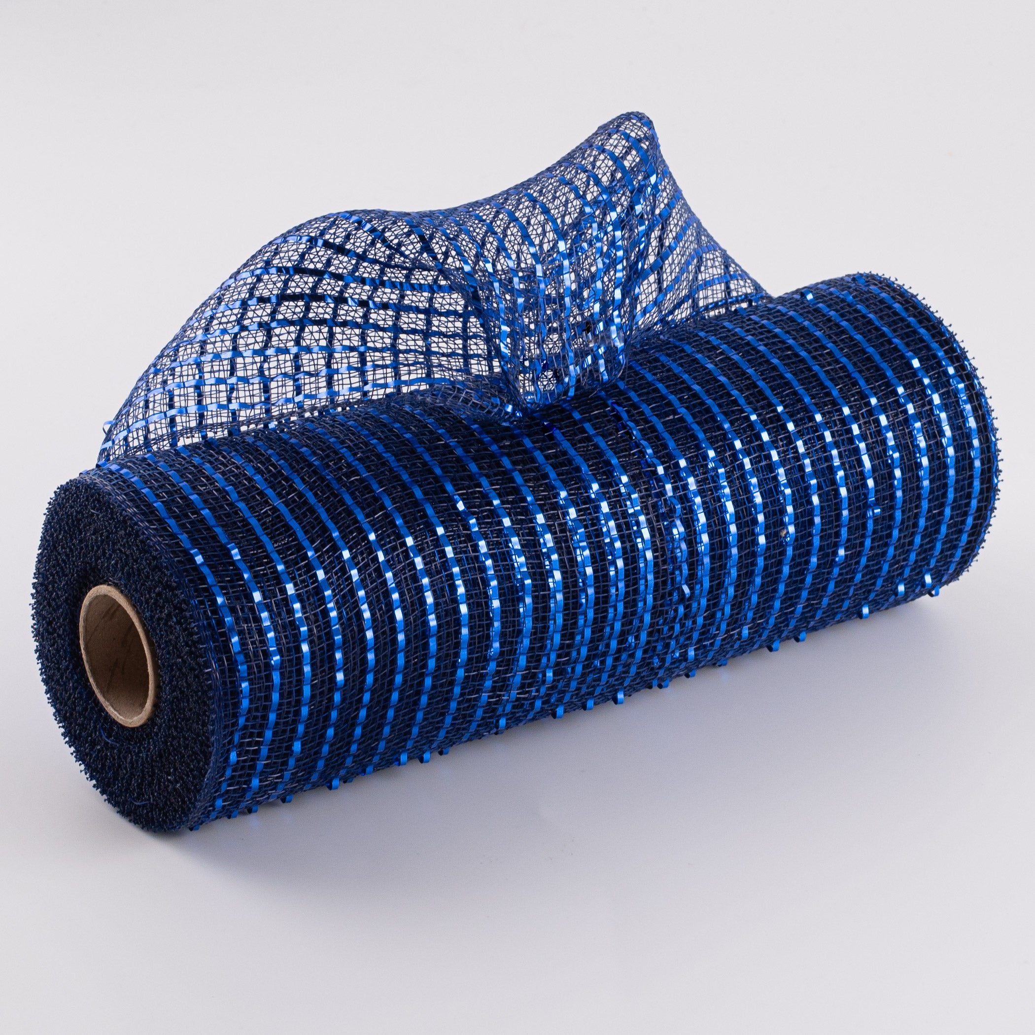 10" Poly Deco Mesh: Wide Foil Metallic Royal Blue With Navy Item Number: RE136657