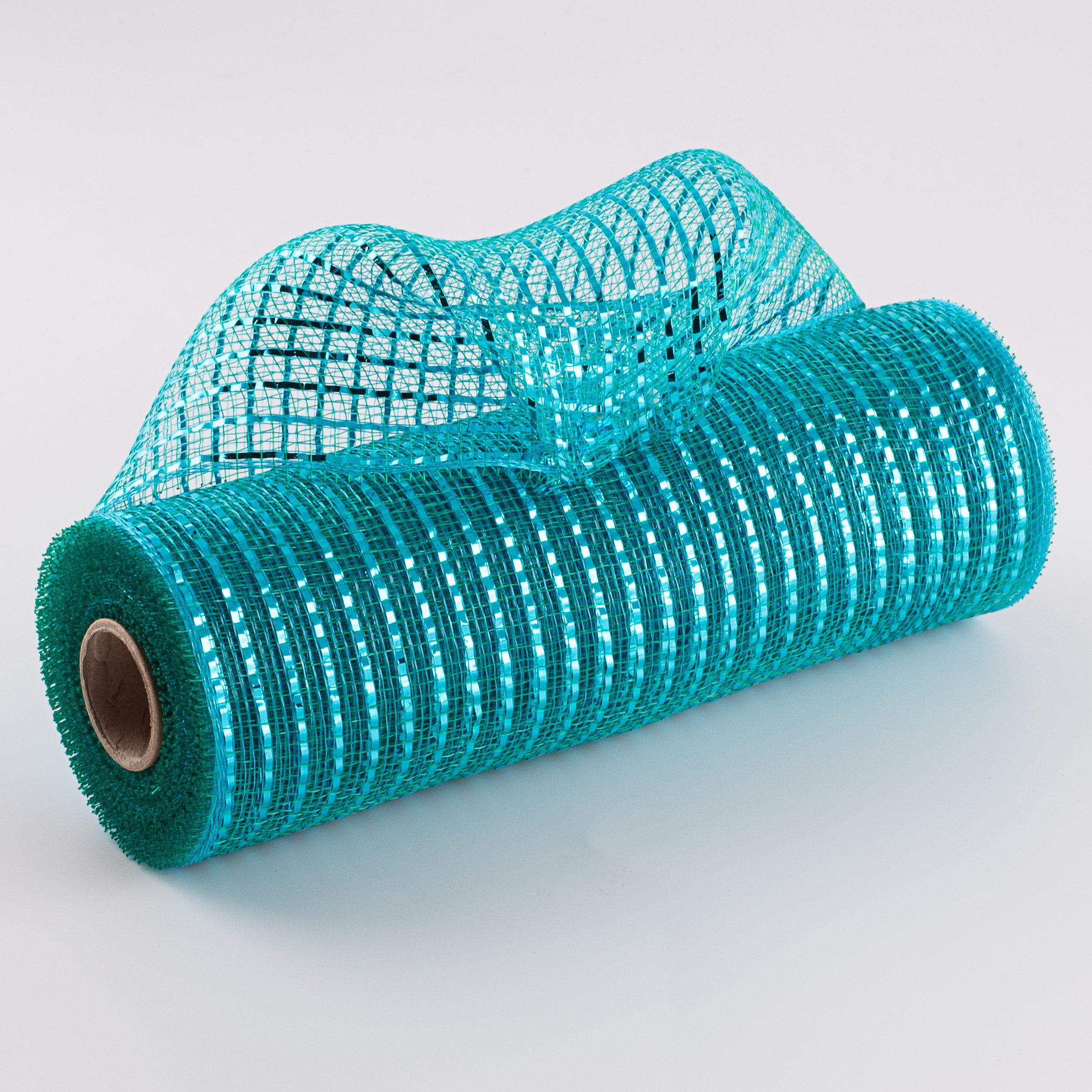 10" Poly Deco Mesh: Wide Foil Metallic Turquoise With Teal Item Number: RE136660