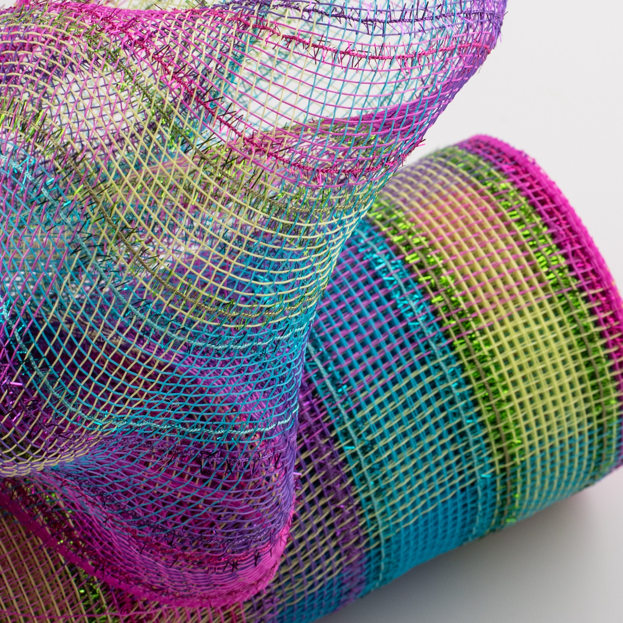 10" Poly Deco Tinsel Mesh: Fuchsia, Purple, Lime, Turquoise Check Lifestyle Photo