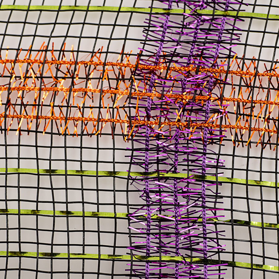 10" Poly Deco Tinsel Mesh: Halloween Plaid (10 Yards) detail photo 3