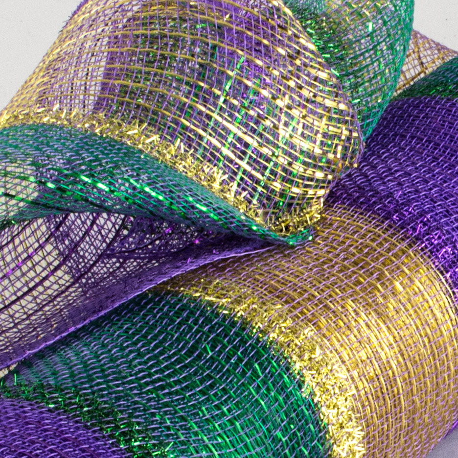 21" Poly Deco Tinsel Mesh: Mardi Gras Stripe Lifestyle Photo