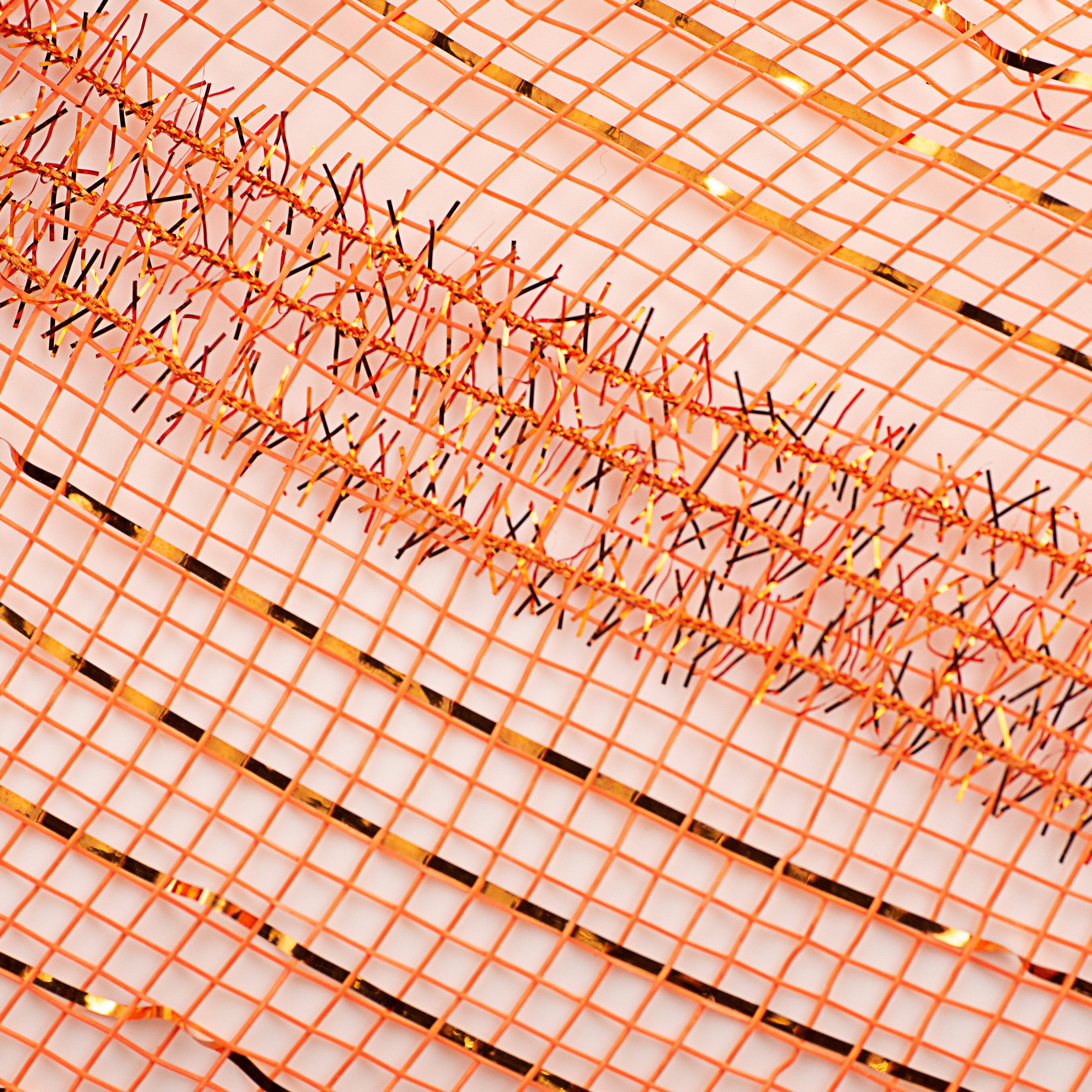 10" Poly Deco Tinsel Mesh: Orange & Orange (10 Yards) detail photo 3