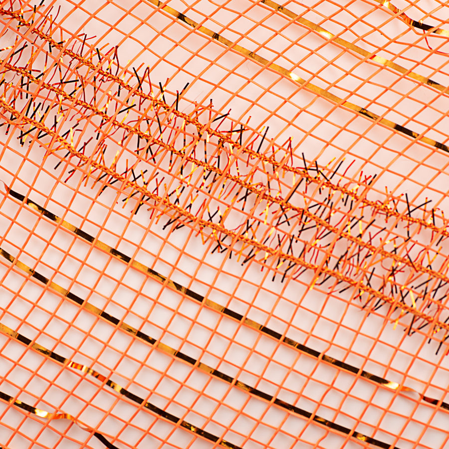 10" Poly Deco Tinsel Mesh: Orange & Orange (10 Yards) detail photo 3