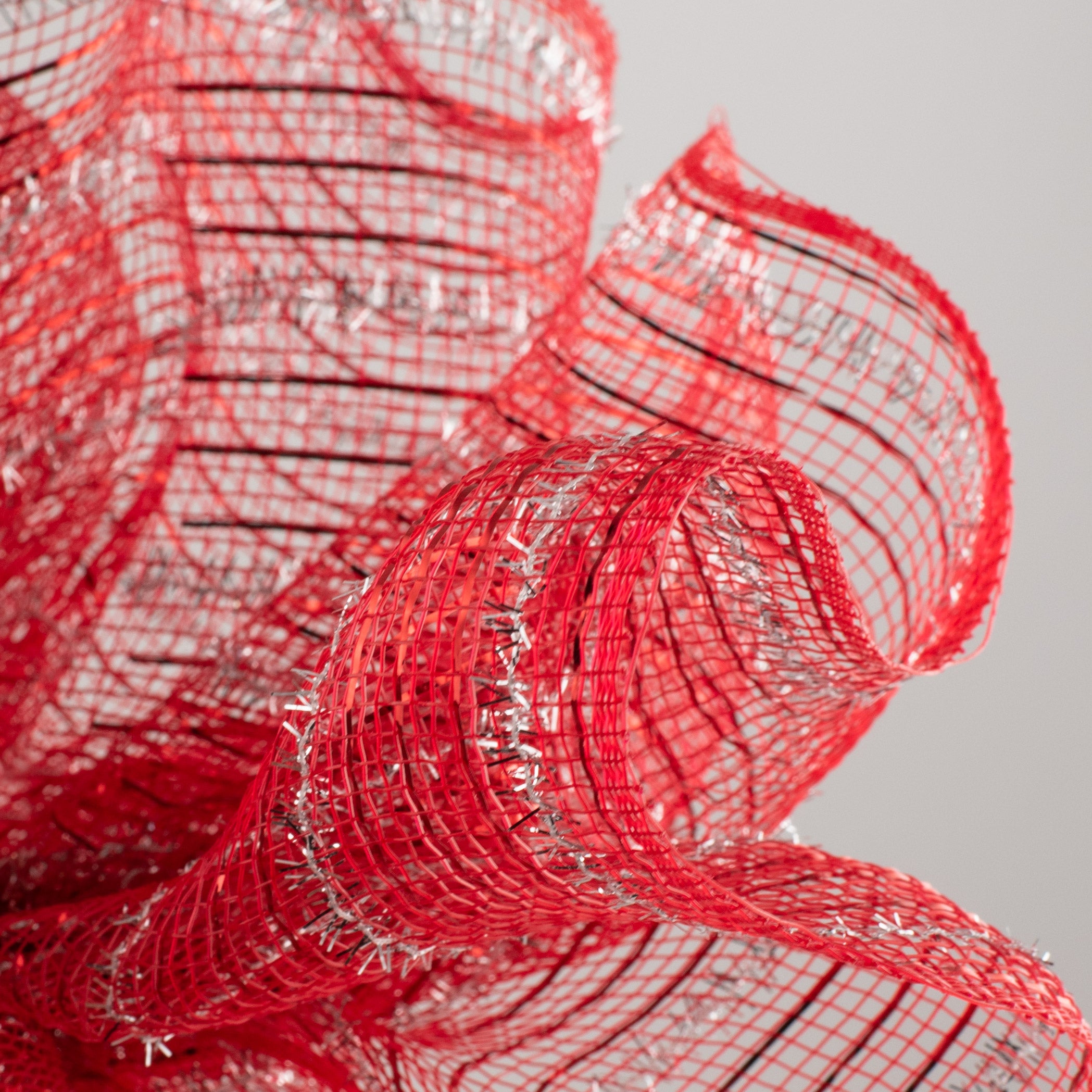 10" Poly Deco Tinsel Mesh: Red & Silver (10 Yards) Lifestyle Photo