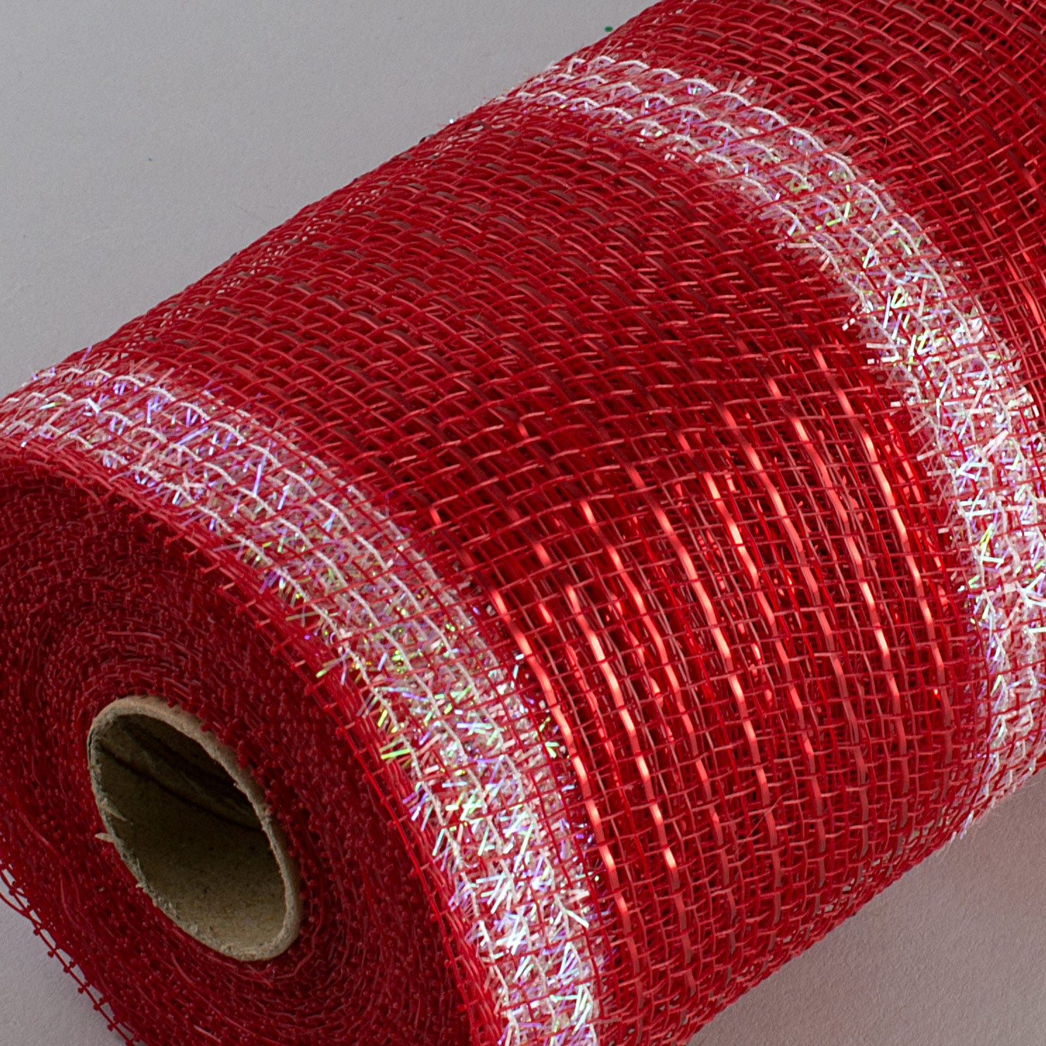 10" Poly Deco Tinsel Mesh: Red & White (10 Yards) detail photo 3