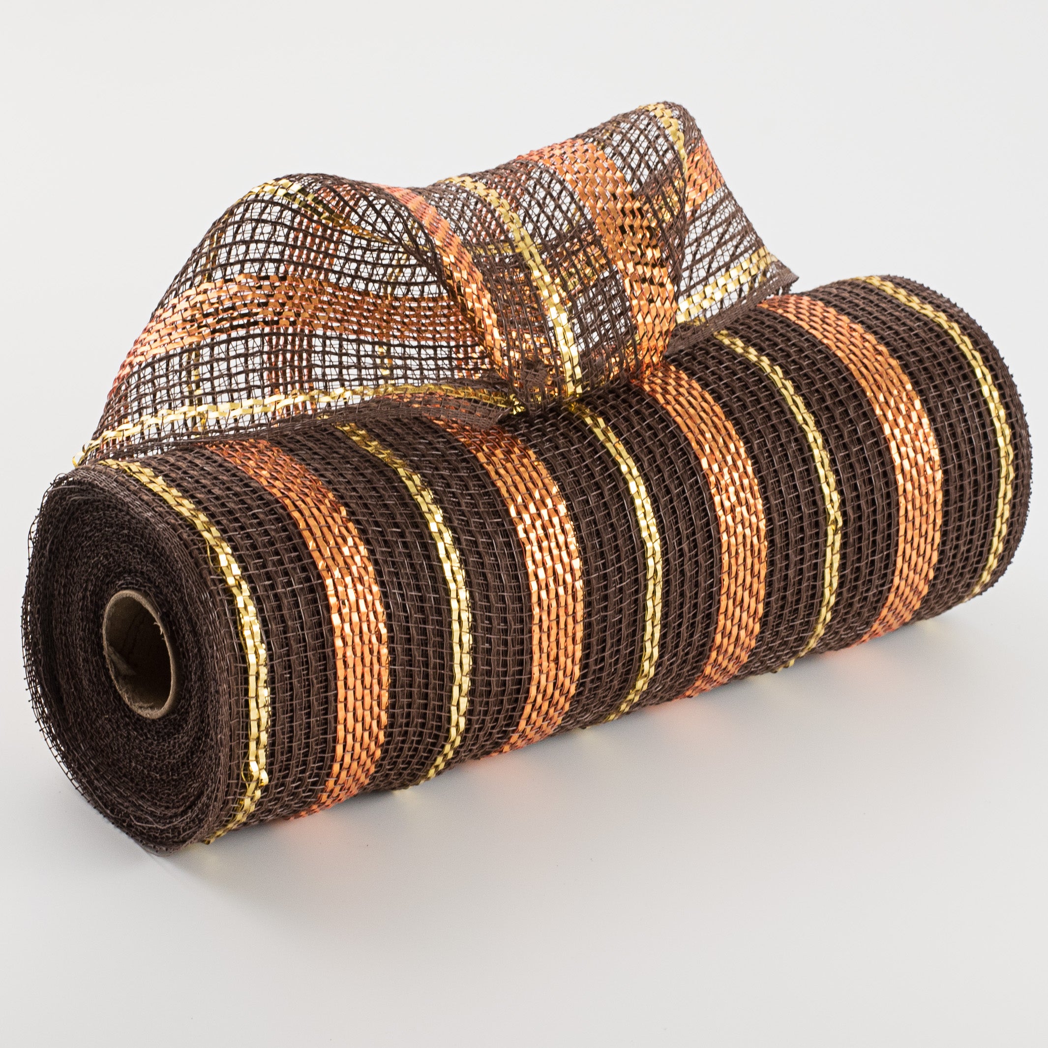 10" Poly Faux Jute Metallic Mesh: Brown, Orange, Gold Item Number: RY8020CJ