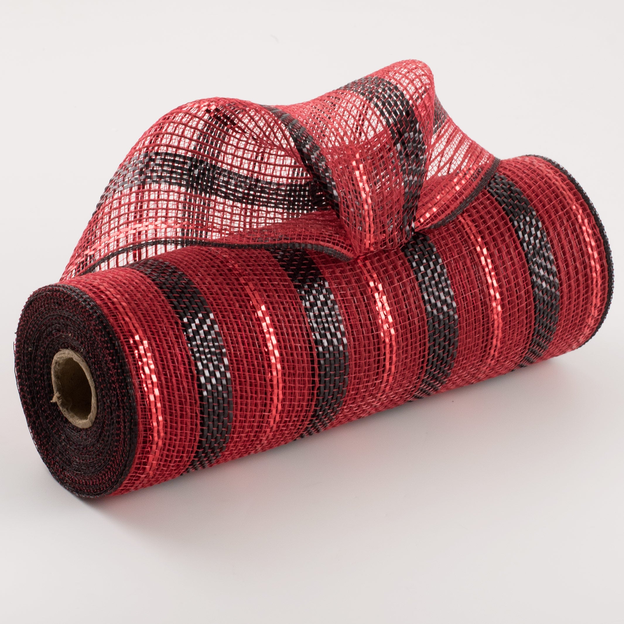 10" Poly Faux Jute Metallic Mesh: Red & Black Item Number: RY8020E6
