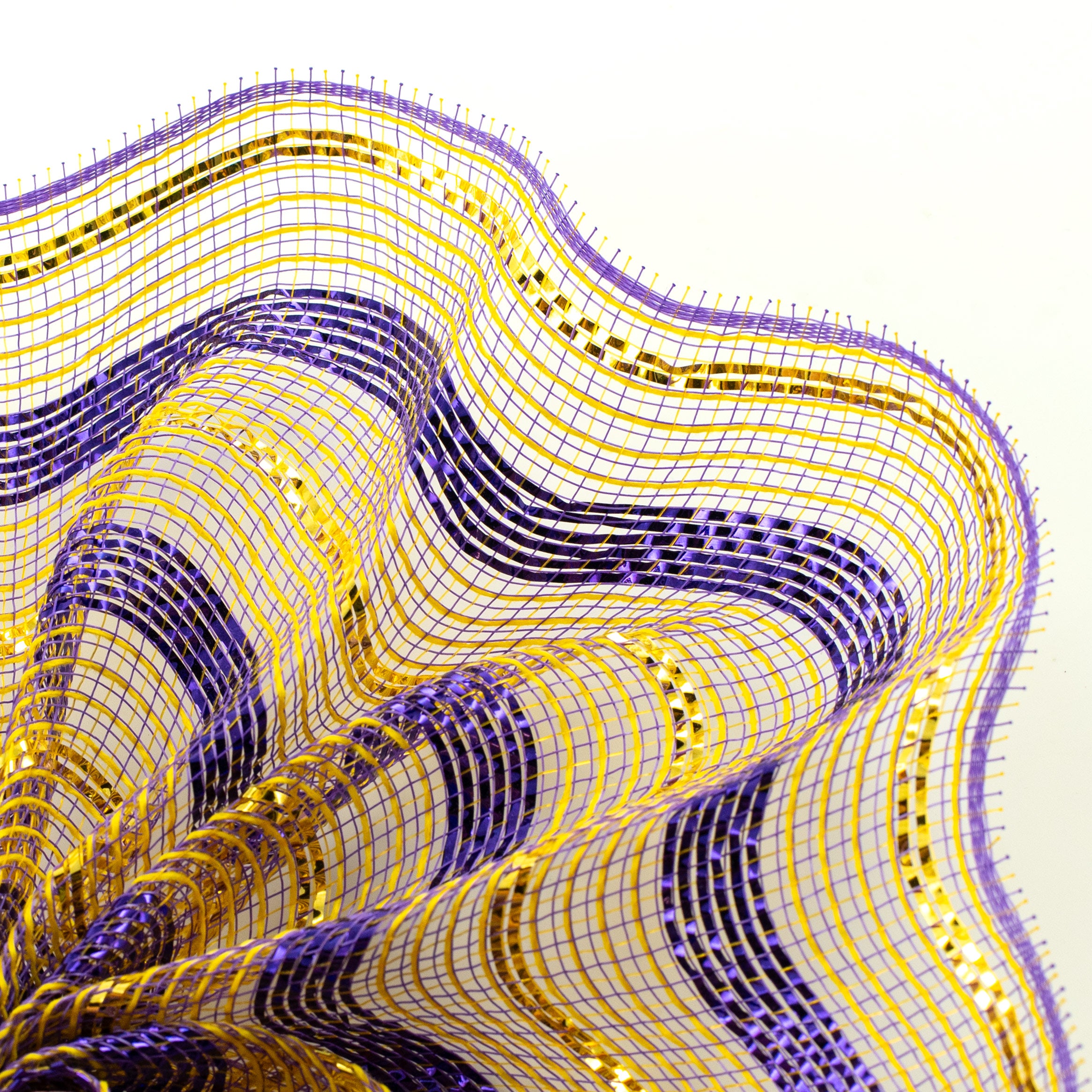10" Poly Faux Jute Metallic Mesh: Yellow & Purple Lifestyle Photo