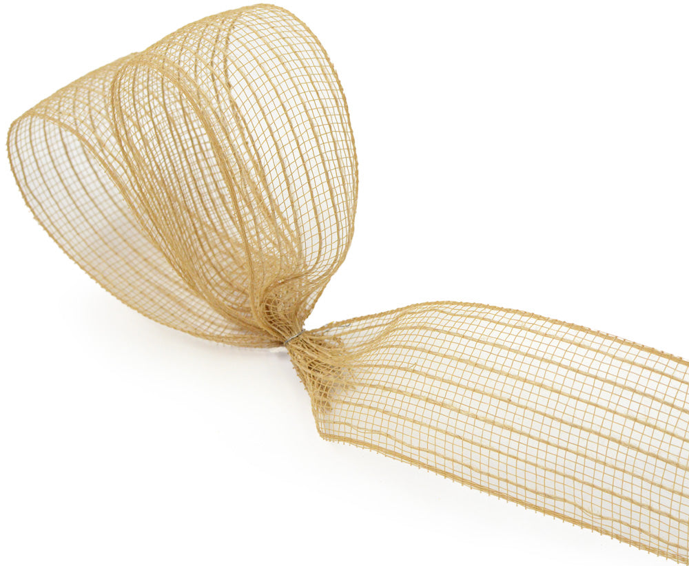 2.5" Poly Jute Burlap Mesh Ribbon: Natural (25 Yards) detail photo 3