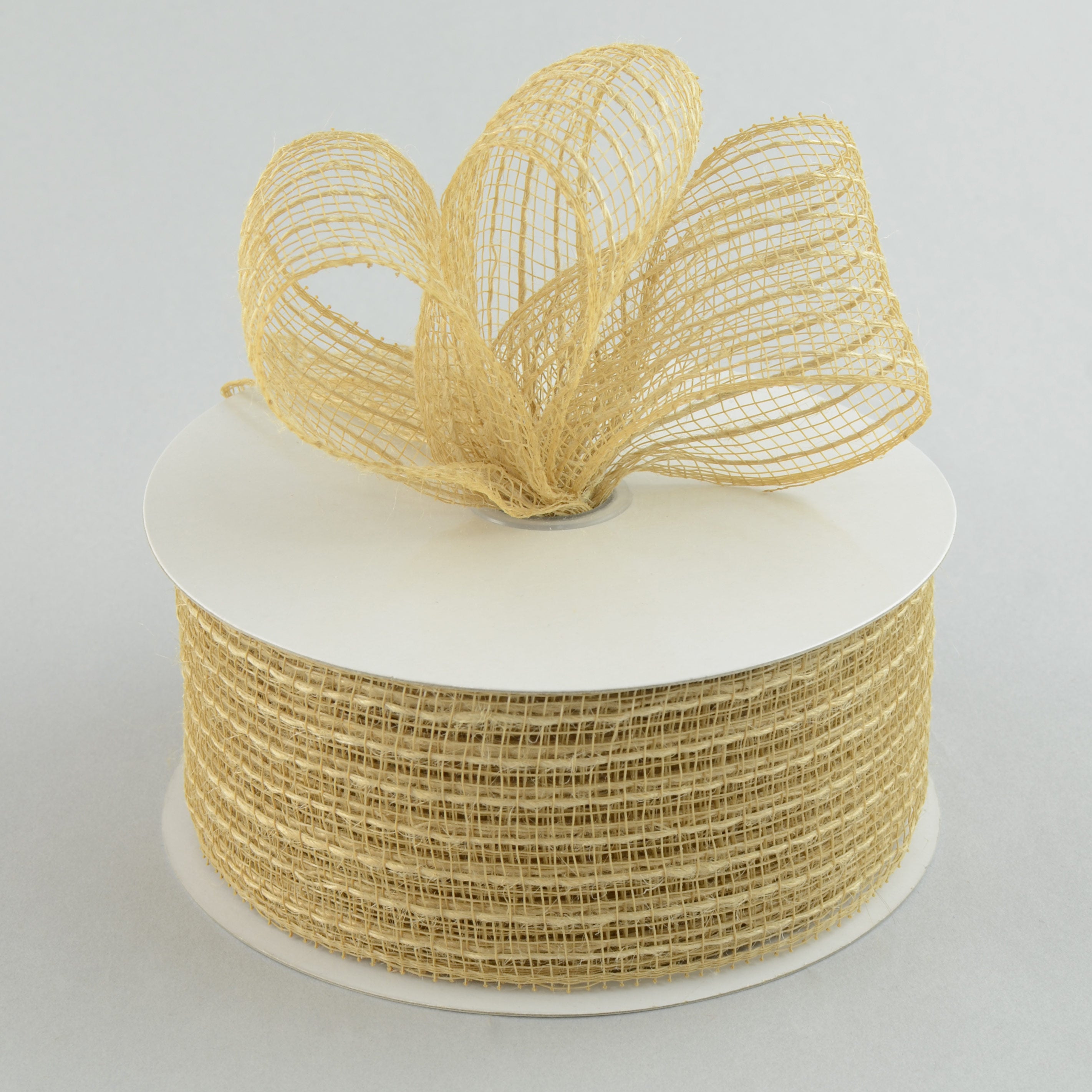 2.5" Poly Jute Burlap Mesh Ribbon: Natural (25 Yards) Lifestyle Photo