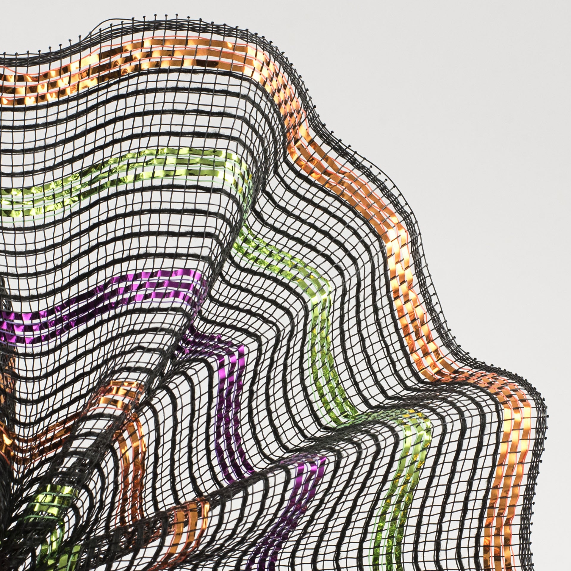 10" Poly Jute Deco Mesh: Black & Metallic Orange, Lime, Purple Lifestyle Photo