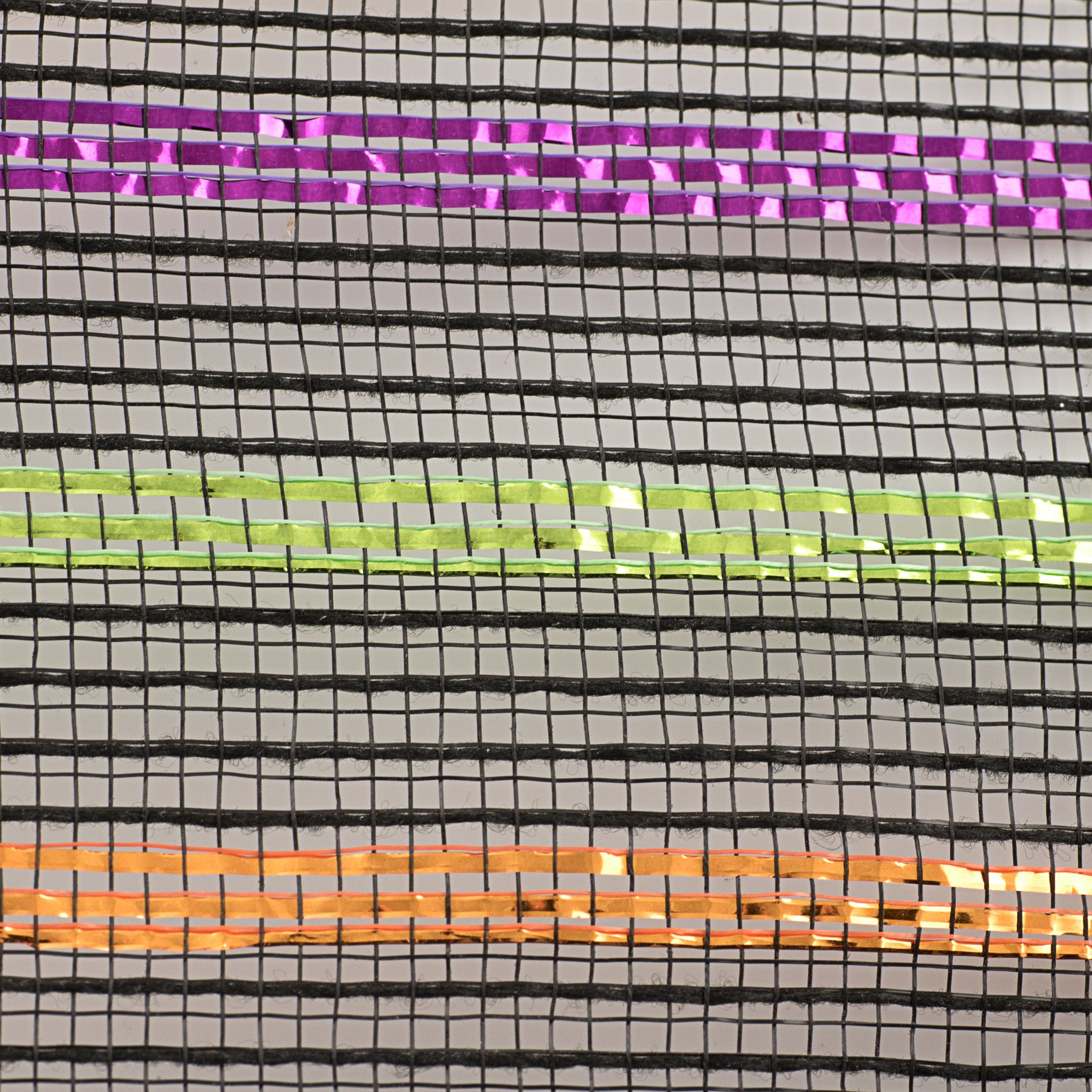 10" Poly Jute Deco Mesh: Black & Metallic Orange, Lime, Purple detail photo 3