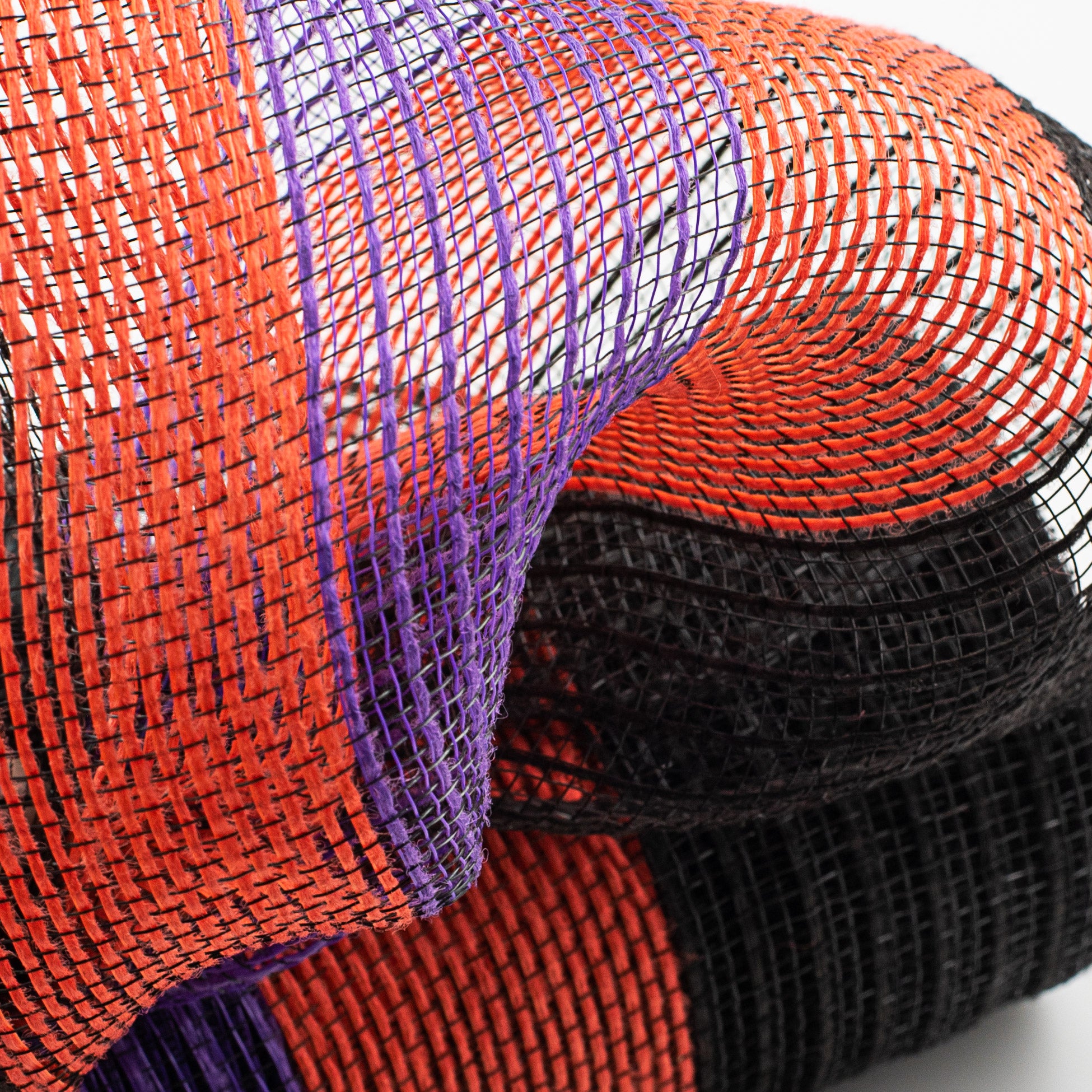 10" Poly Jute Deco Mesh: Black, Orange, Purple Wide Stripe Lifestyle Photo