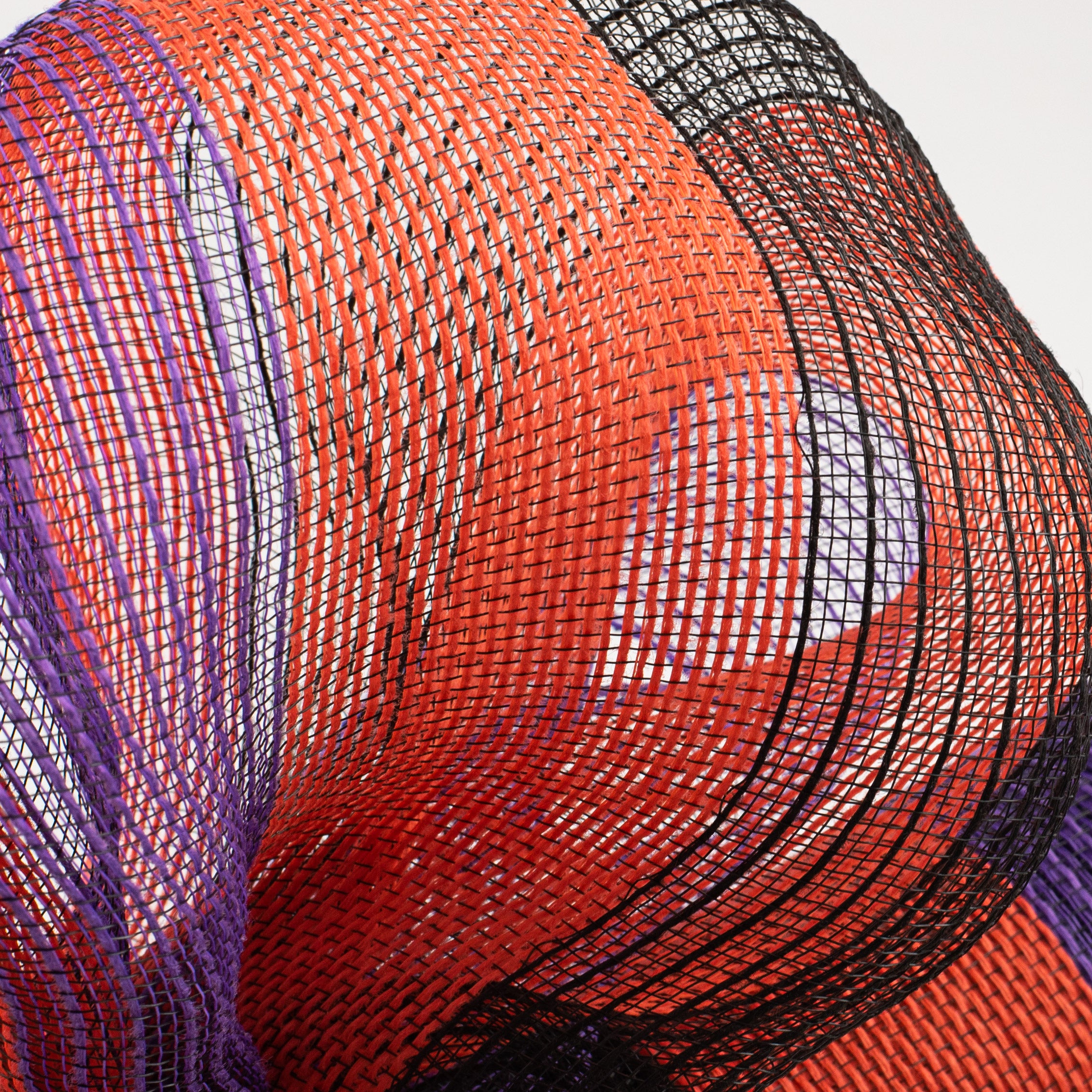 21" Poly Jute Deco Mesh: Black, Orange, Purple Wide Stripe Lifestyle Photo