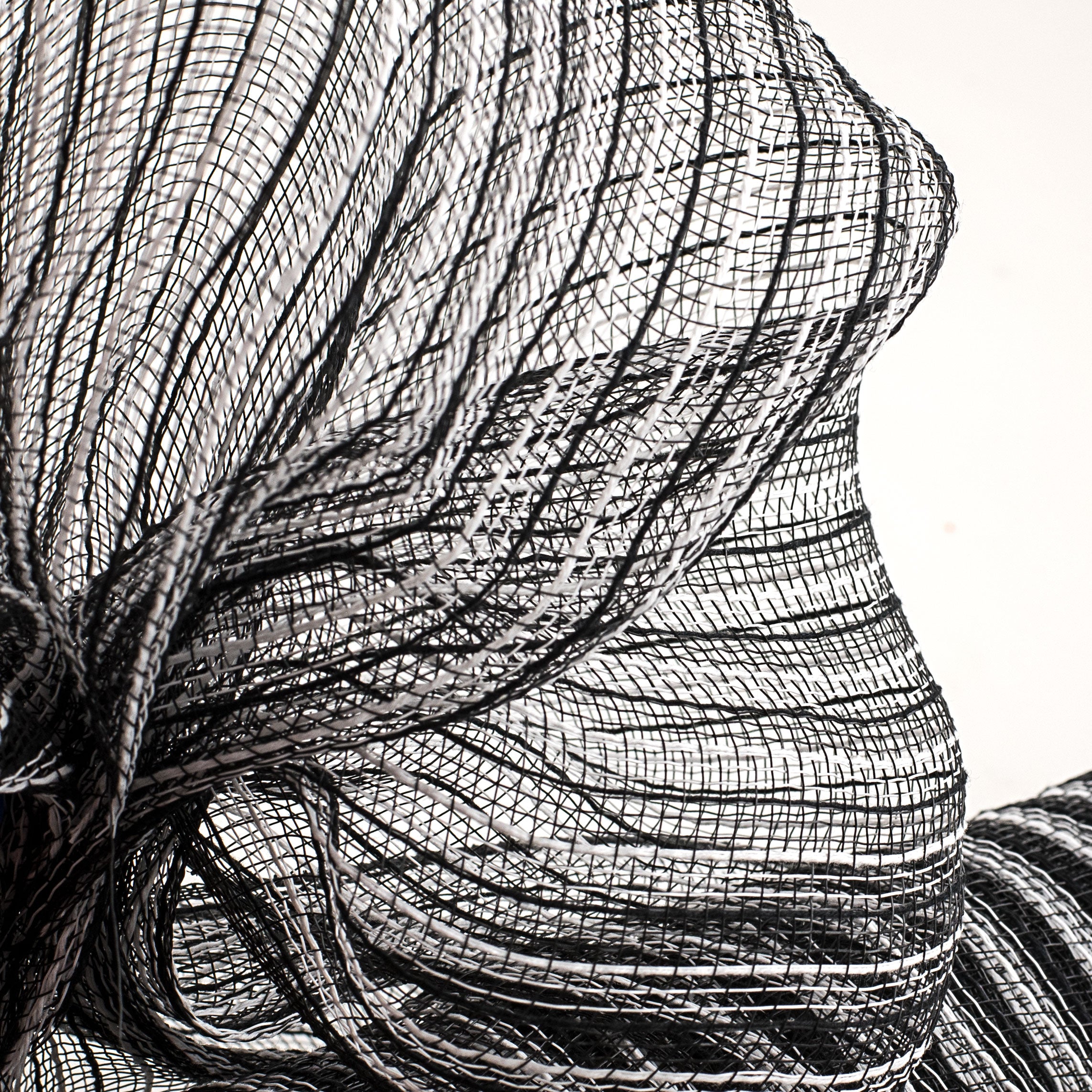21" Poly Jute Deco Mesh: Black & White Stripe (10 Yards) Lifestyle Photo