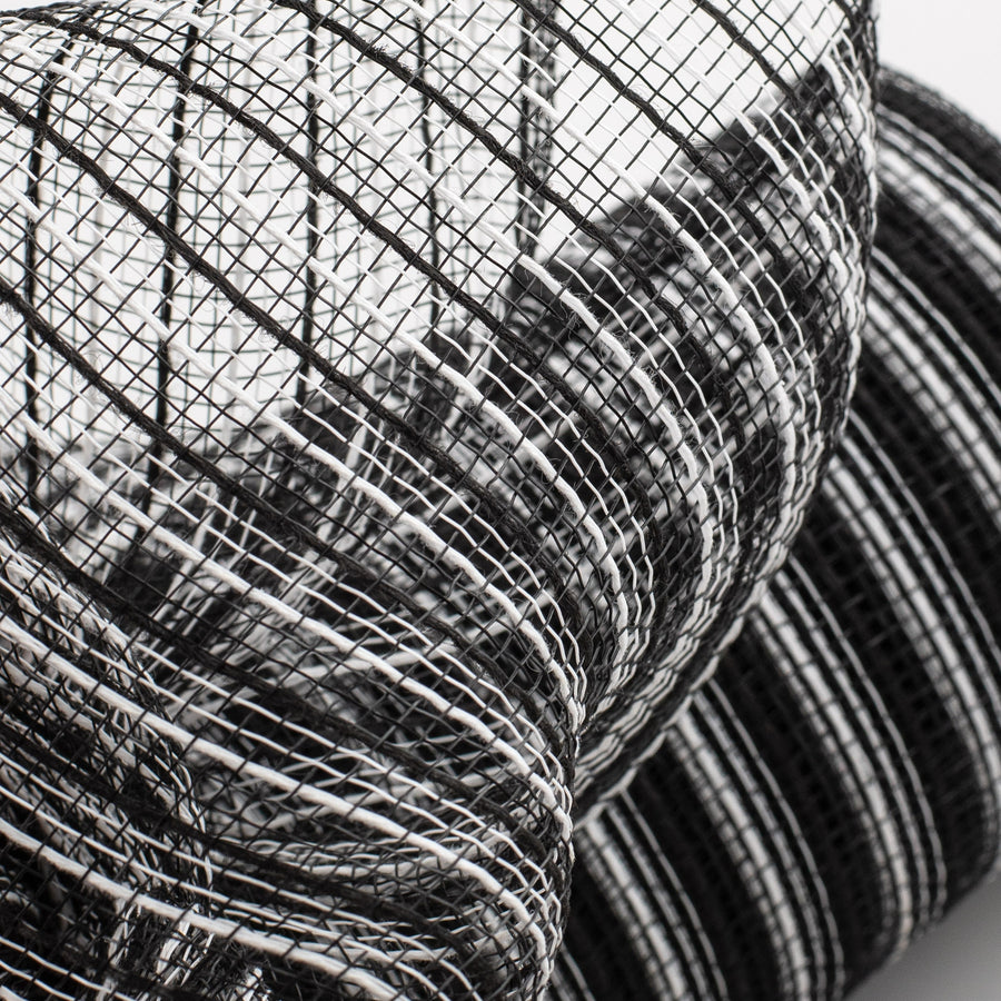 10" Poly Jute Deco Mesh: Black & White Stripe (10 Yards) Lifestyle Photo