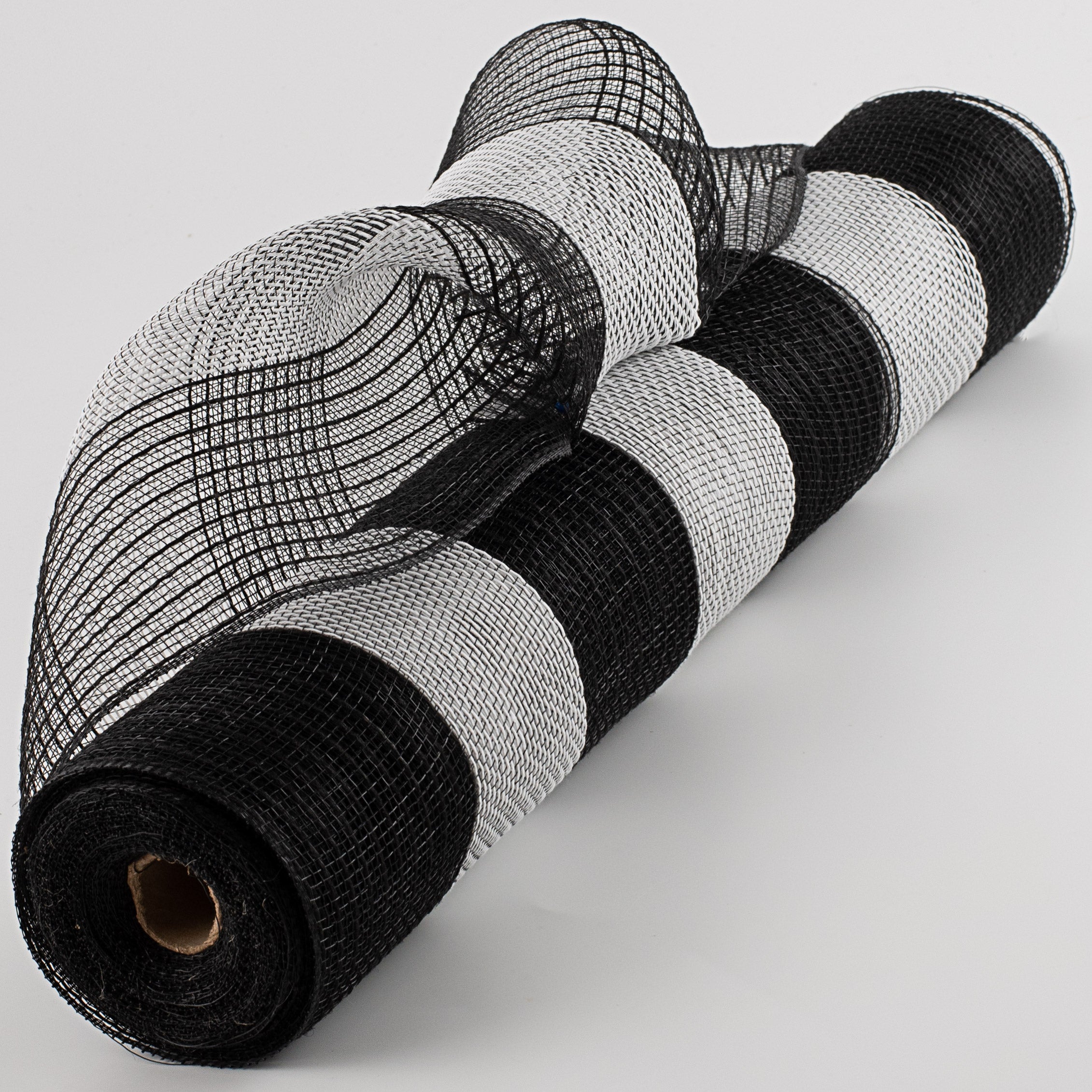 21" Poly Jute Deco Mesh: Black & White Wide Stripe (10 Yards) Item Number: RY900462