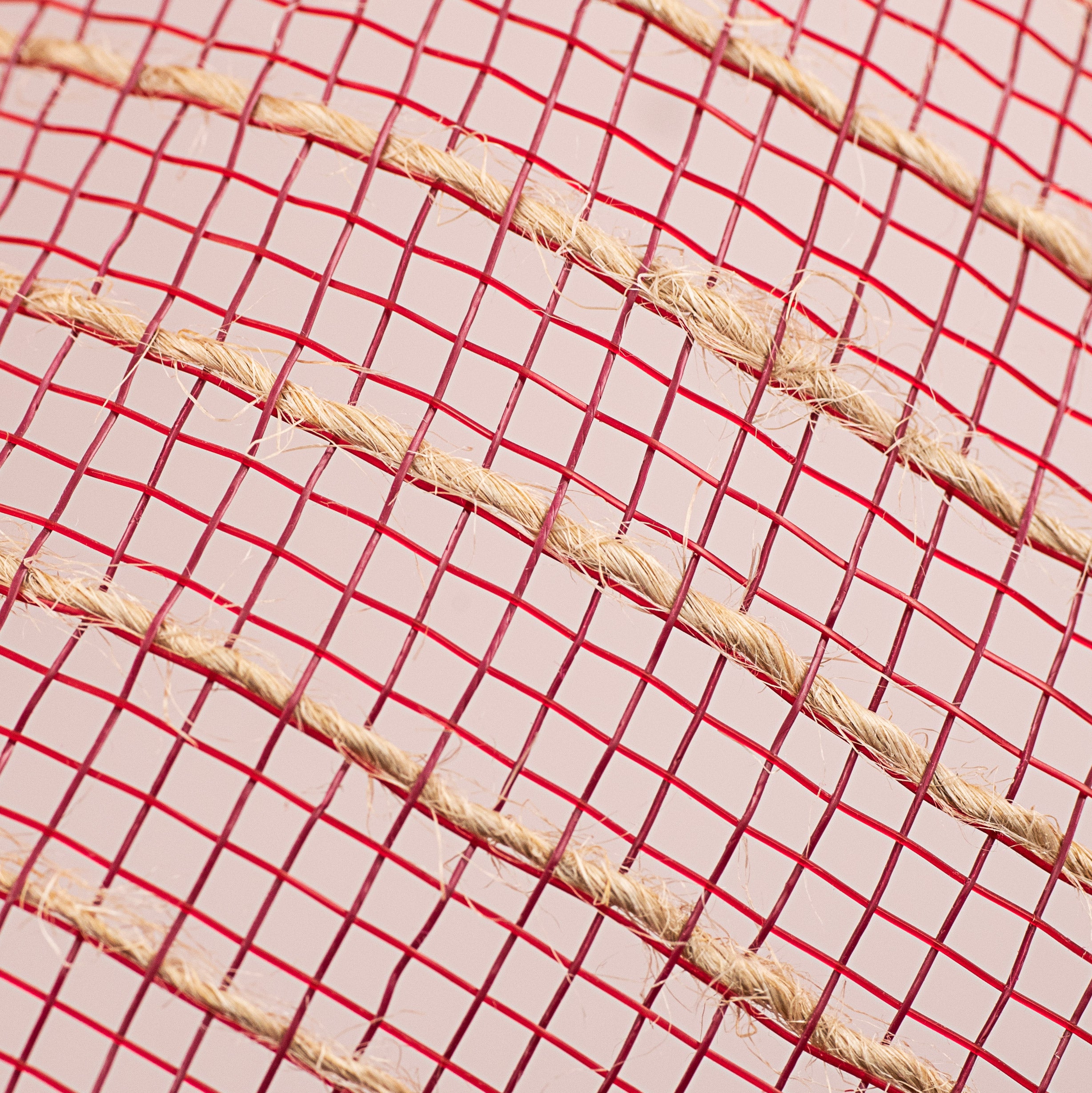10" Poly Jute Deco Mesh: Burgundy & Natural Thin Stripe (10 Yards) detail photo 3