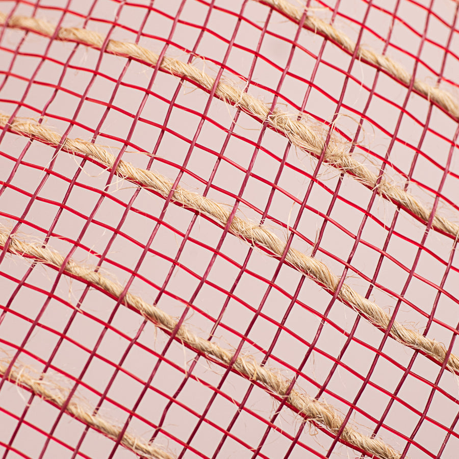 10" Poly Jute Deco Mesh: Burgundy & Natural Thin Stripe (10 Yards) detail photo 3