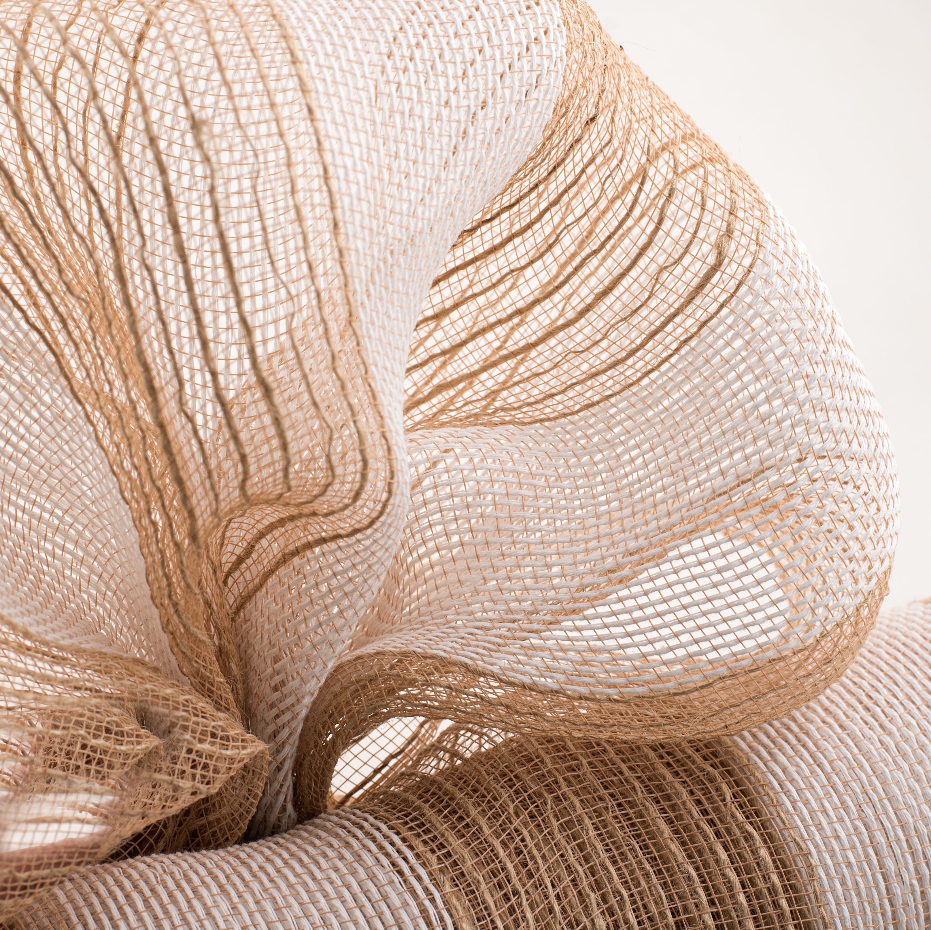 21" Poly Jute Deco Mesh: Natural & Ivory Wide Stripe (10 Yards) Lifestyle Photo