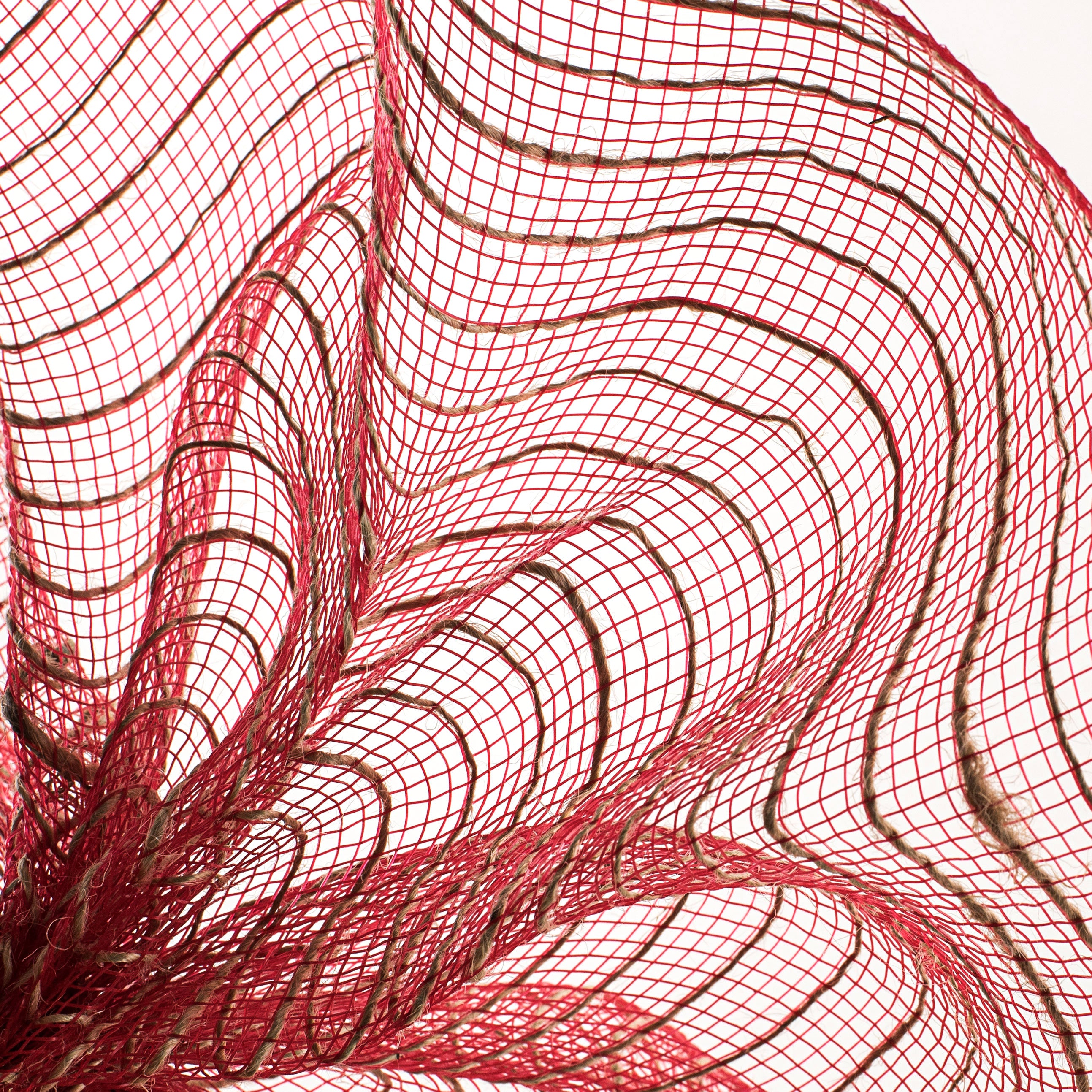 10" Poly Jute Deco Mesh: Natural & Red Thin Stripe (10 Yards) Lifestyle Photo