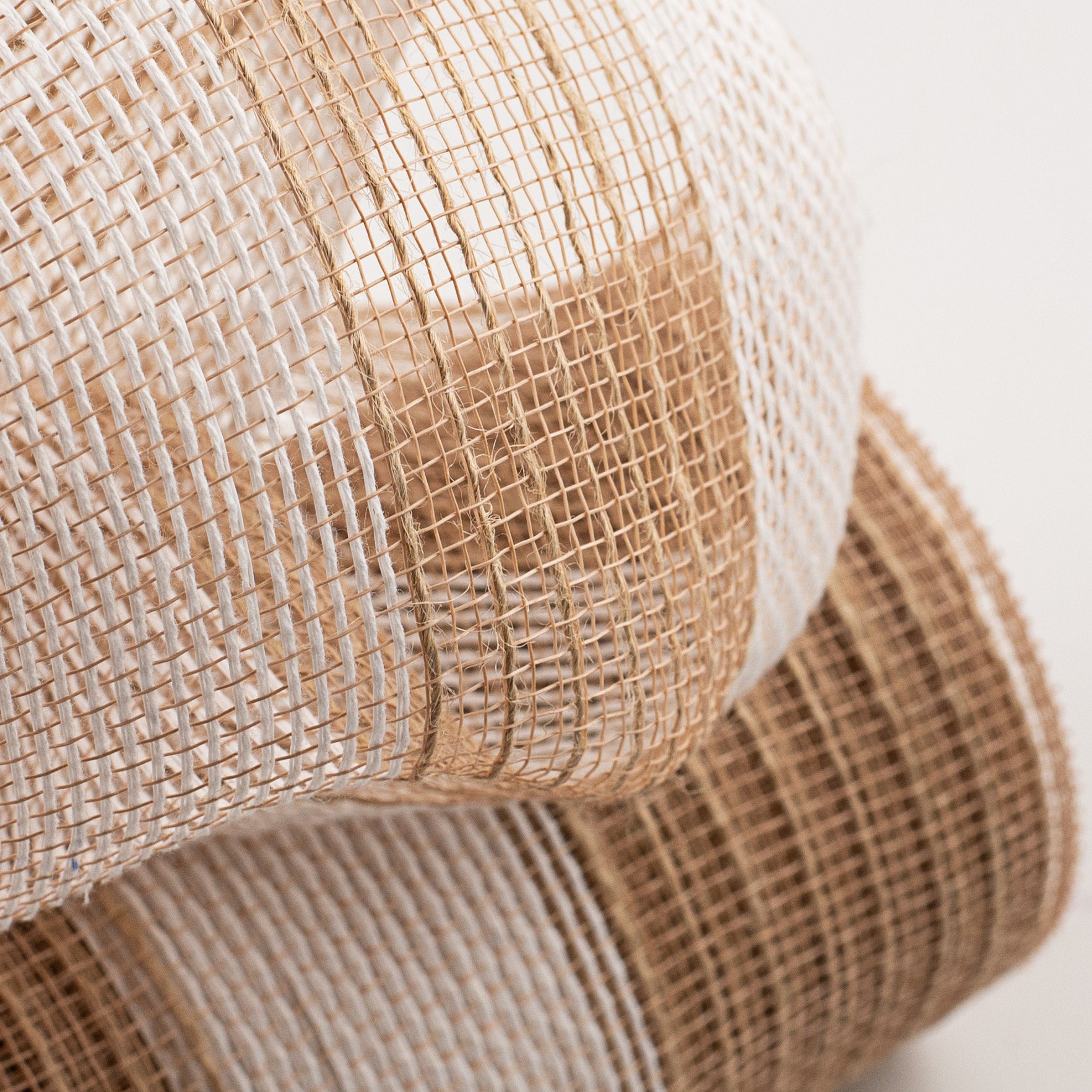 10" Poly Jute Deco Mesh: Natural & White Wide Stripe (10 Yards) Lifestyle Photo