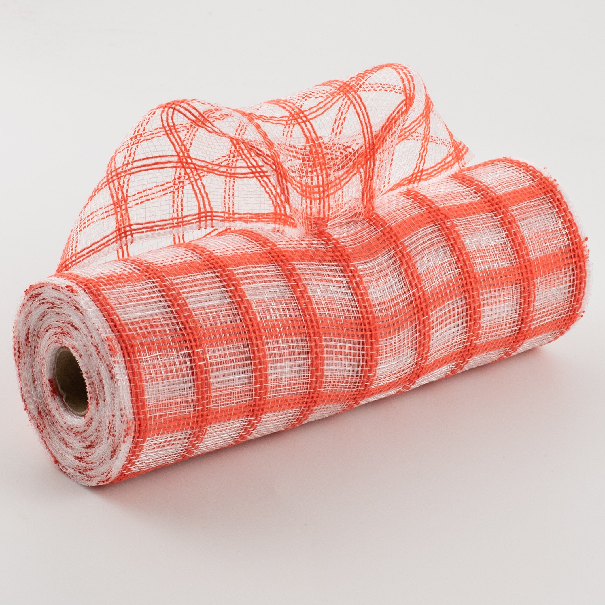 10" Poly Jute Deco Mesh: Orange & Clear Check Item Number: RY830620