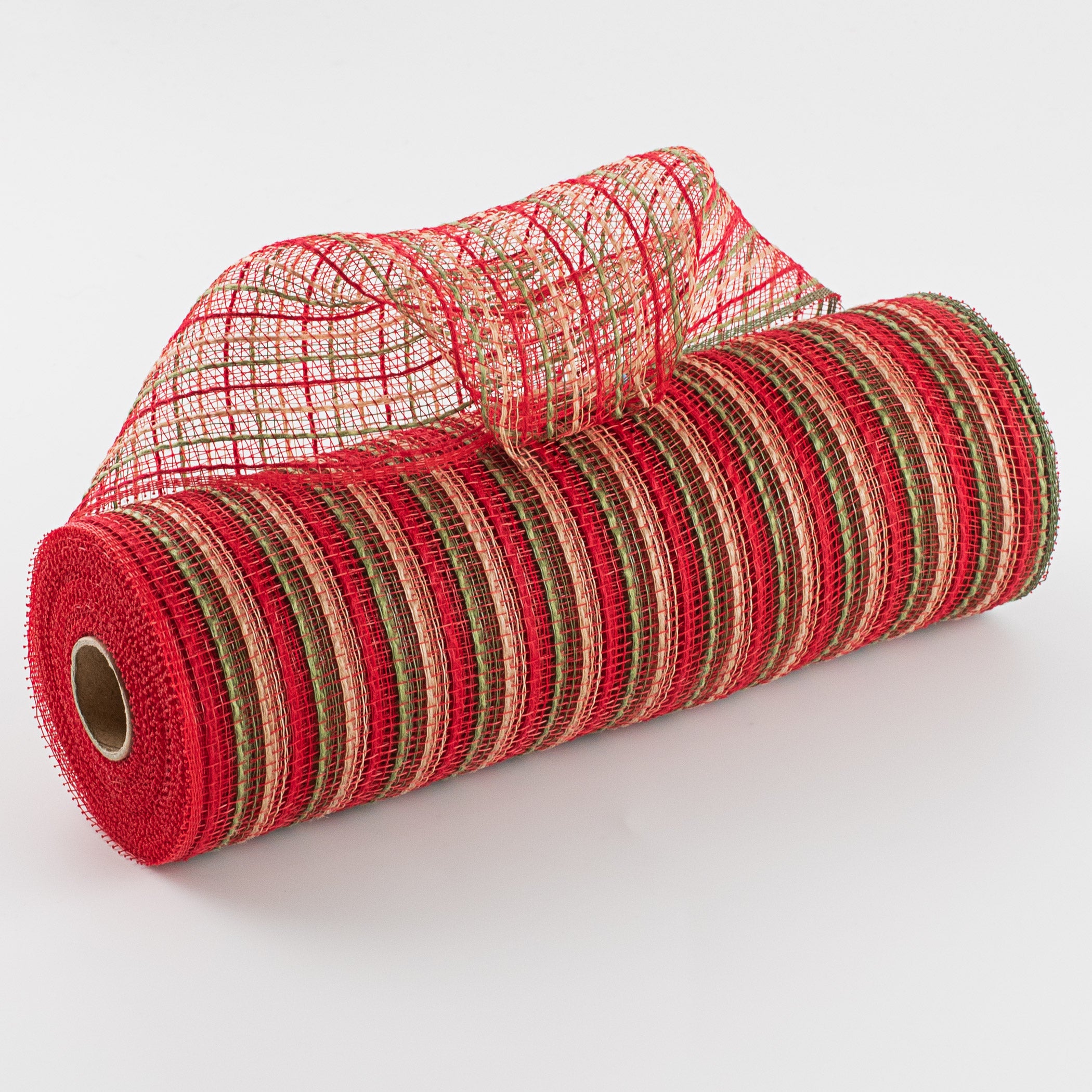 10" Poly Jute Deco Mesh: Red/Moss Green/Natural Item Number: RY830361