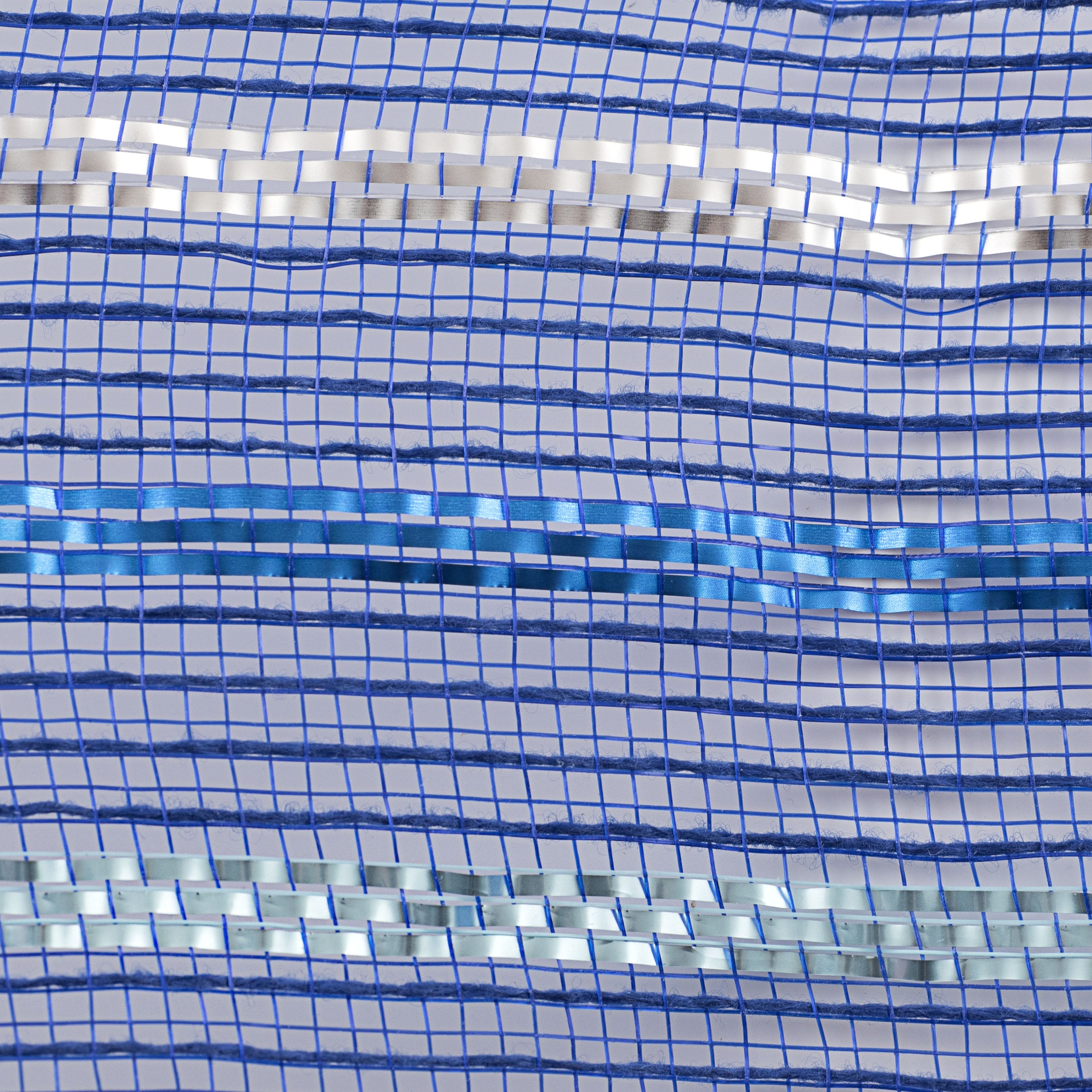 10" Poly Jute Deco Mesh: Royal & Metallic Blue, Turquoise, Silver detail photo 3