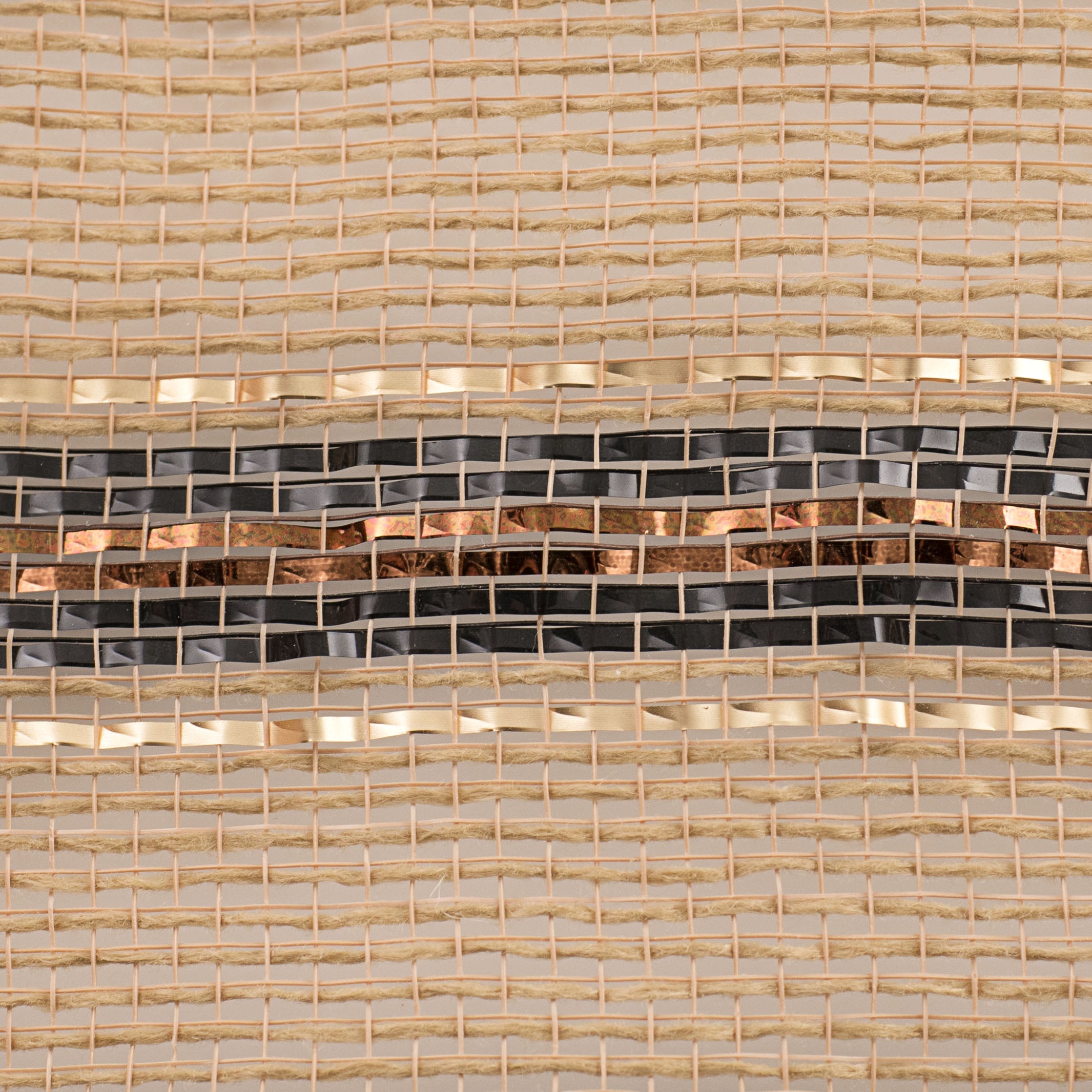 10" Poly Jute Foil Stripe Mesh: Natural, Black, Brown, Gold detail photo 3