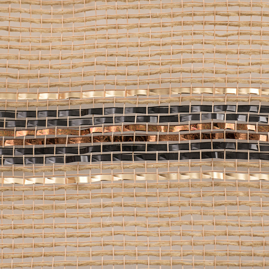 10" Poly Jute Foil Stripe Mesh: Natural, Black, Brown, Gold detail photo 3