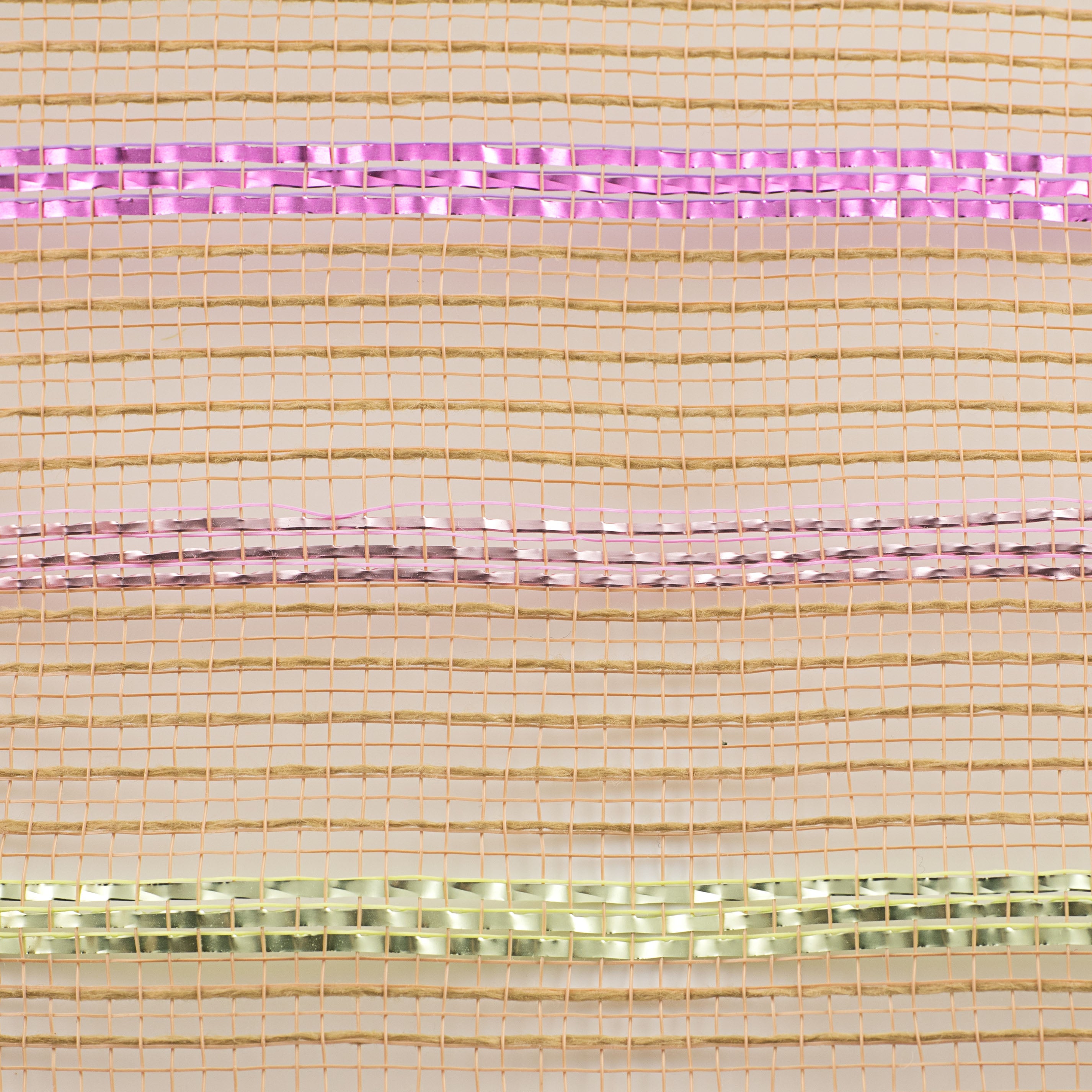 10" Poly Jute Matte Stripe Mesh: Natural & Metallic Pastels detail photo 3