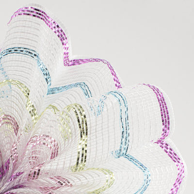 10" Poly Jute Matte Stripe Mesh: White & Metallic Pastels Lifestyle Photo