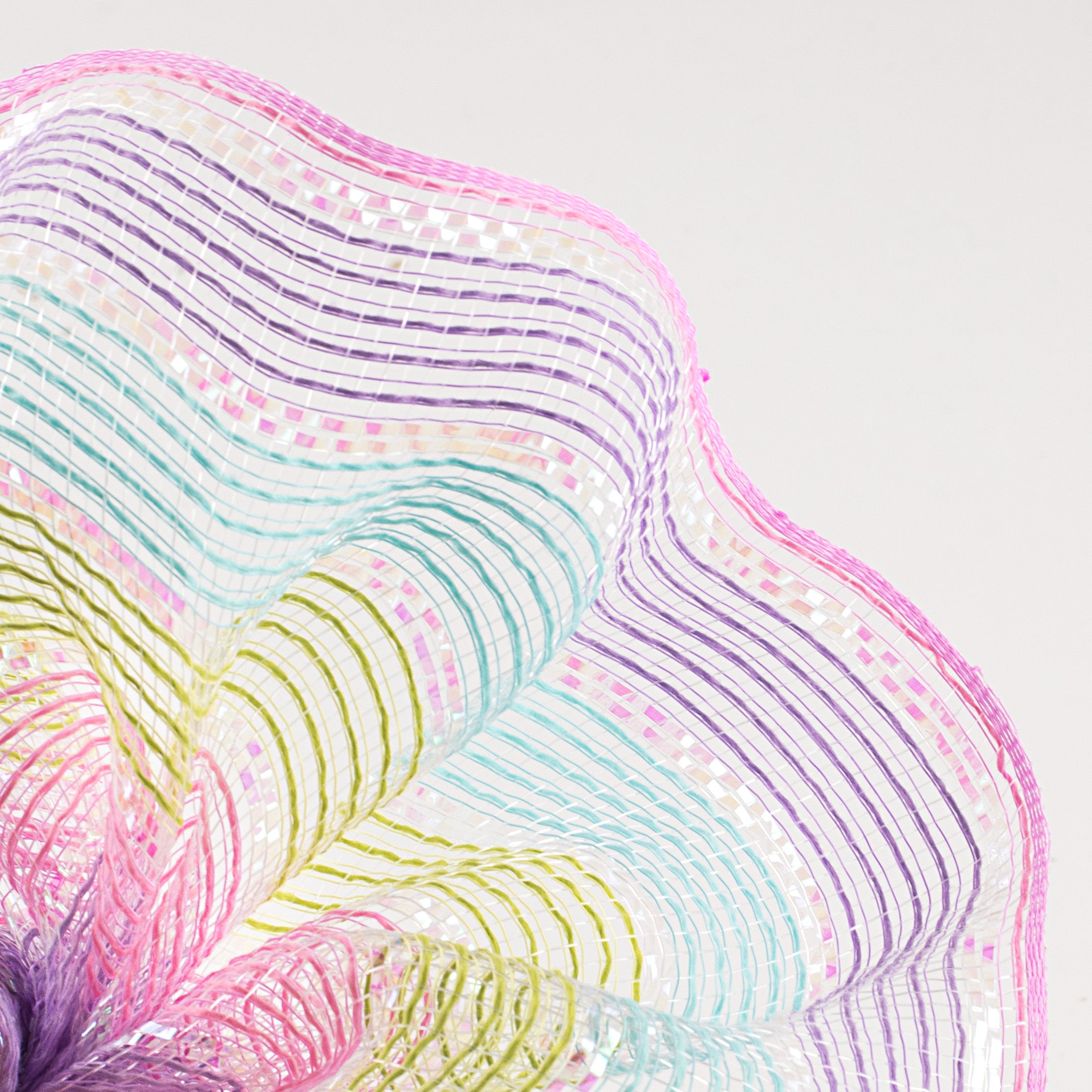 10" Poly Jute Shiny Stripe Mesh: White & Matte Pastels Lifestyle Photo