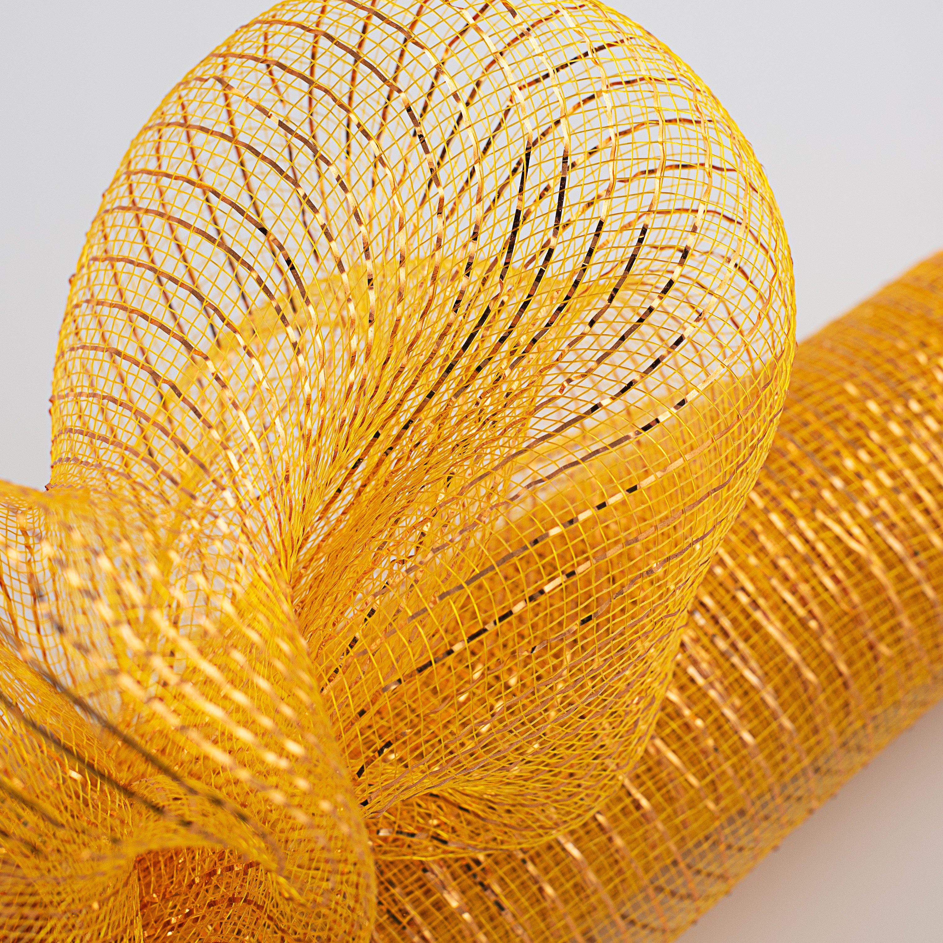 21" Poly Mesh Roll: Metallic Sunflower Yellow Lifestyle Photo