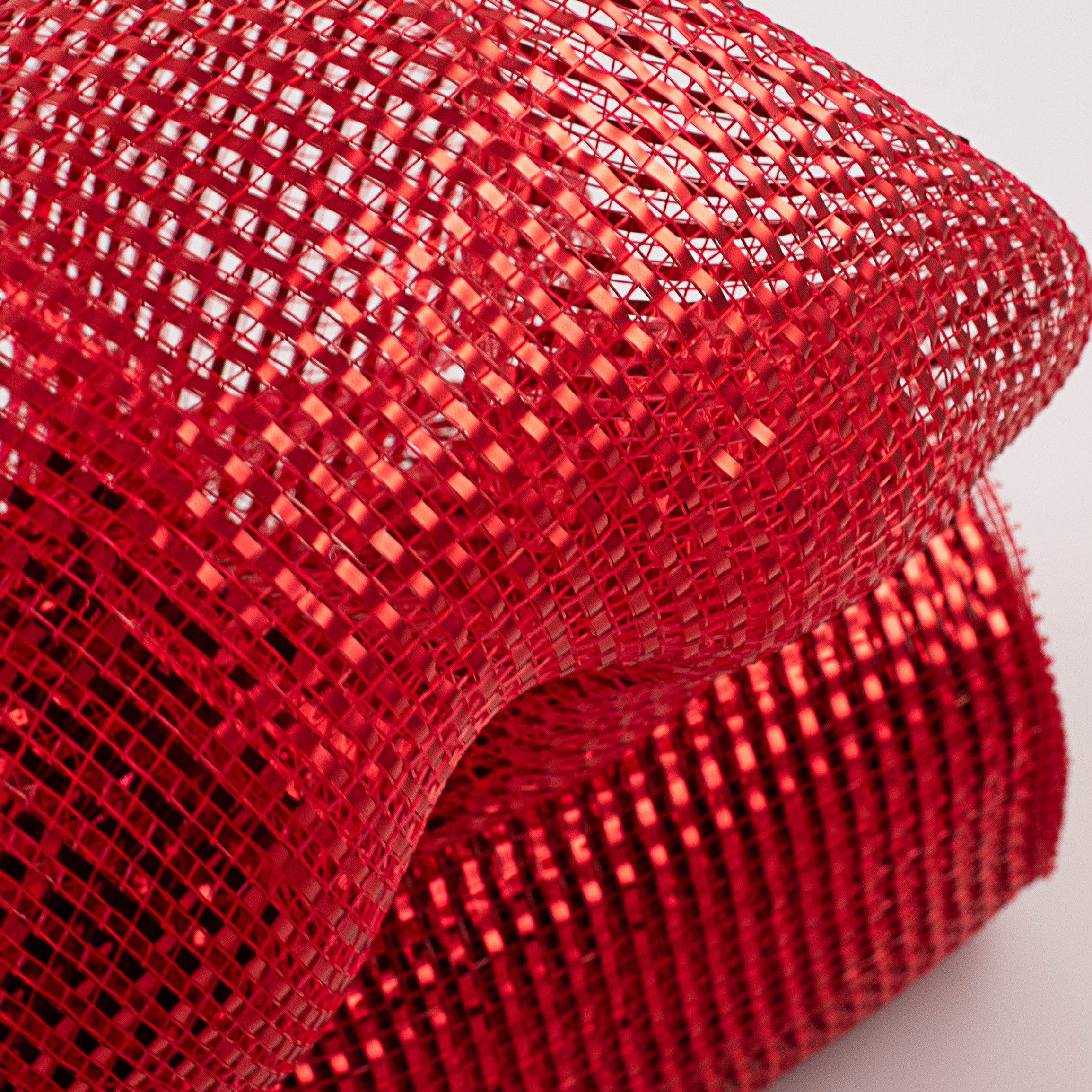10" Poly Mesh Roll: Red with Deluxe Wide Red Foil Lifestyle Photo