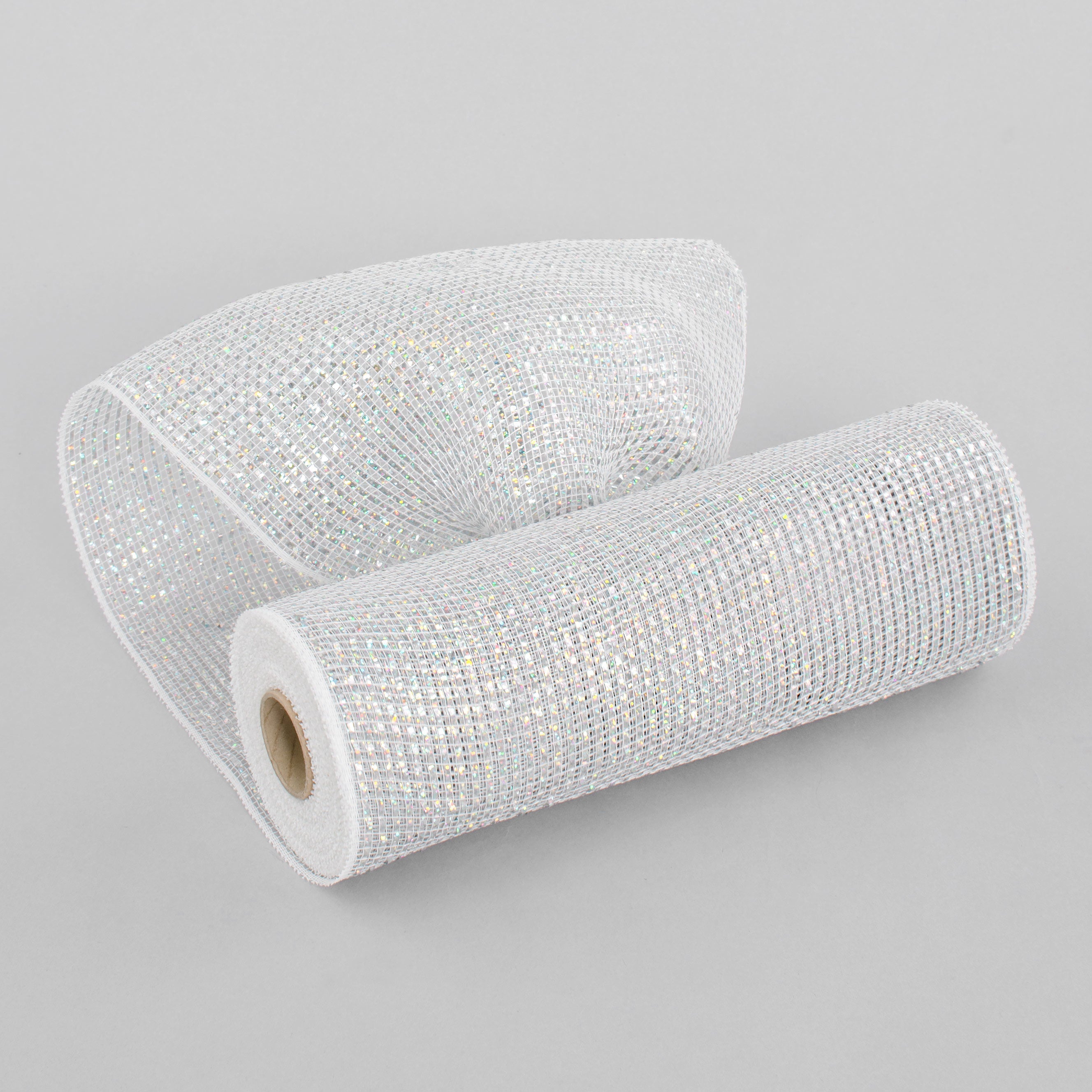 10" Poly Mesh Rolls: Deluxe Wide White Laser Silver Foil Item Number: RE134141
